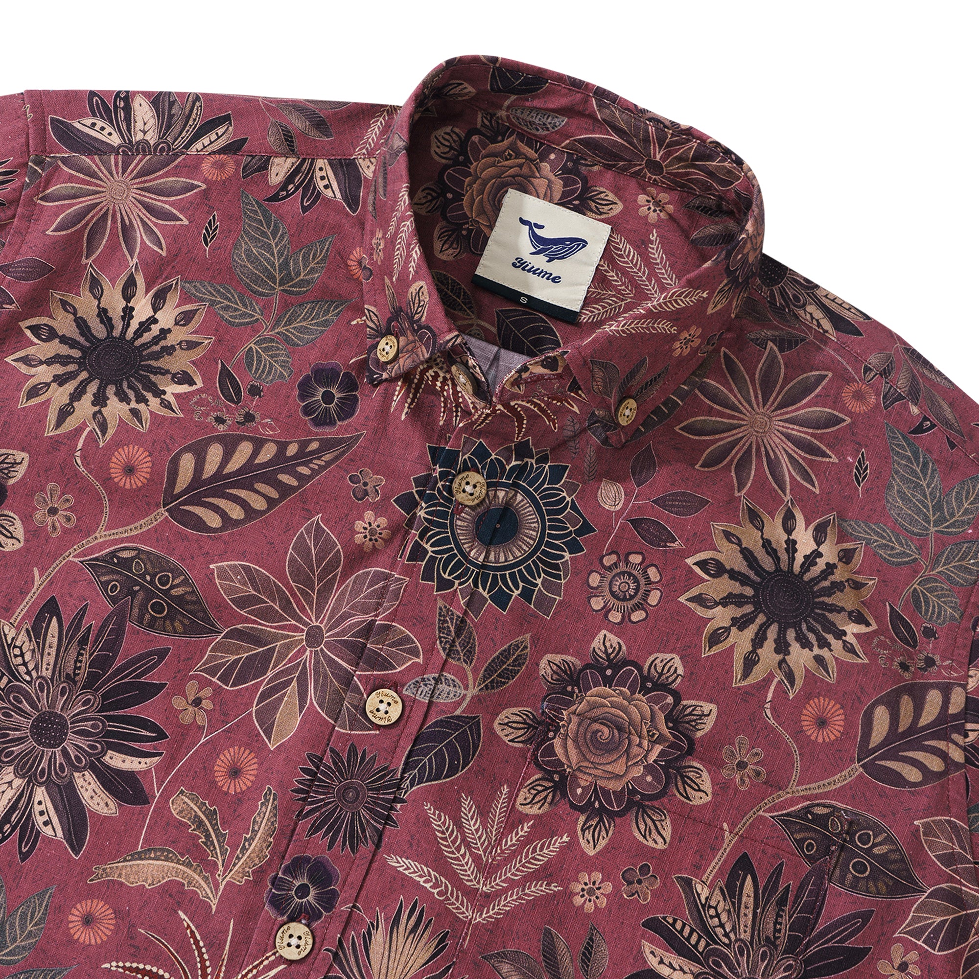 Chemise hawaïenne à manches longues pour hommes Night's Blooms 100 % coton chemise Aloha à boutons