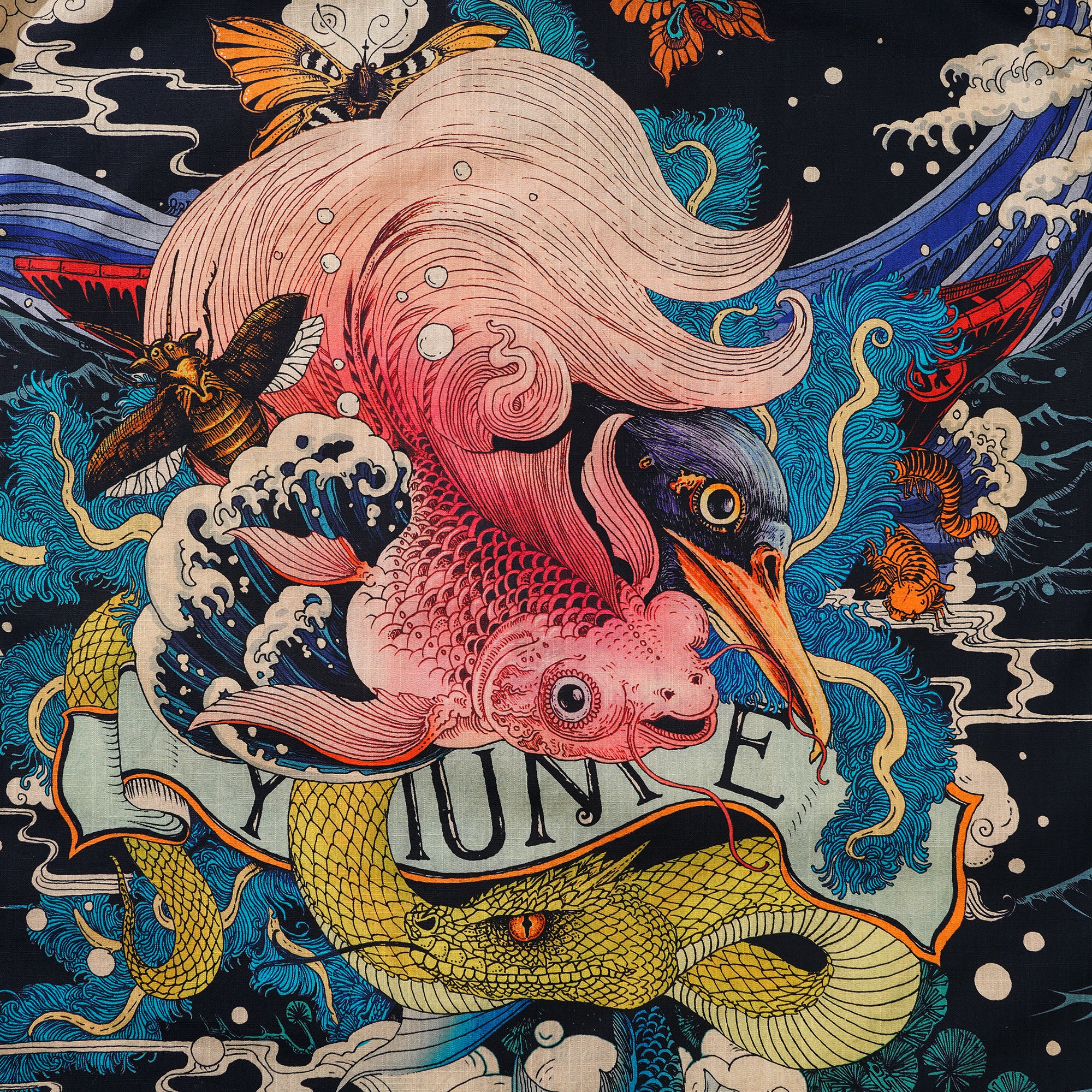 Herren Hawaiian Shirt Kurzarm Camp Kragen 100% Baumwolle Schwarz Aloha Ukiyo Nr. 3 von Rlon