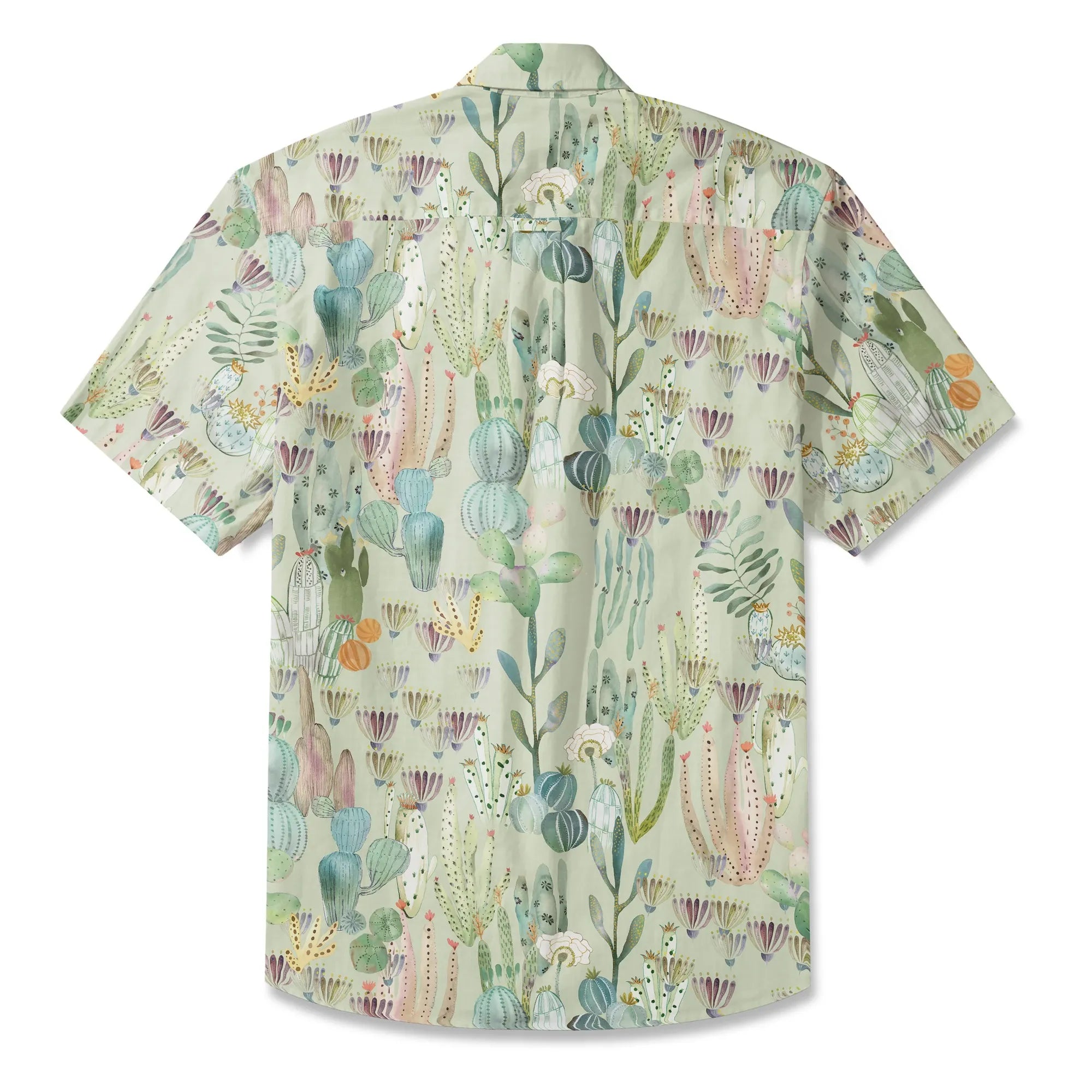 Men's green Hawaiian shirt, cactus paradise design
