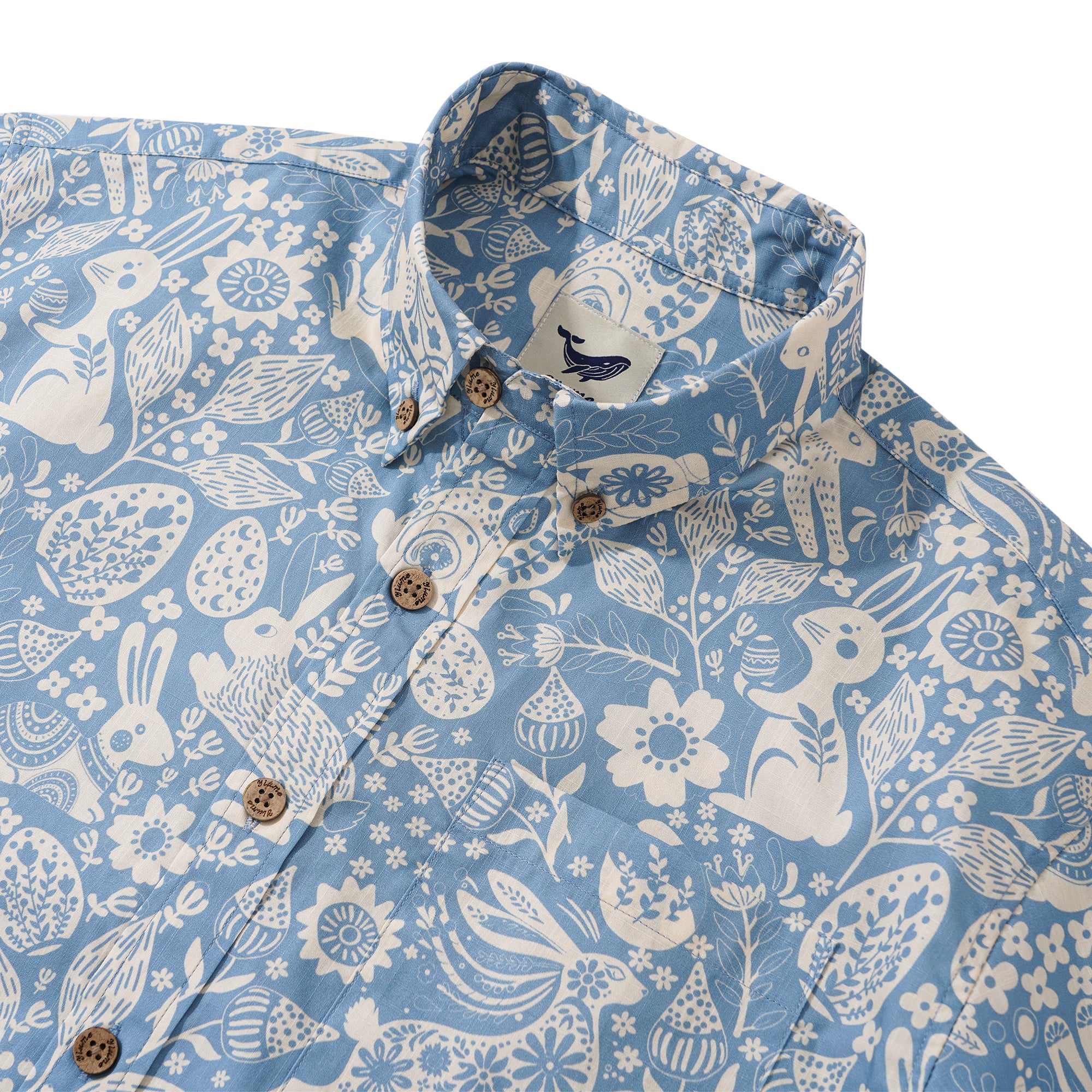 Chemise hawaïenne pour homme à manches courtes, boutonnière, 100 % coton, bleue, Aloha, renaissance printanière.