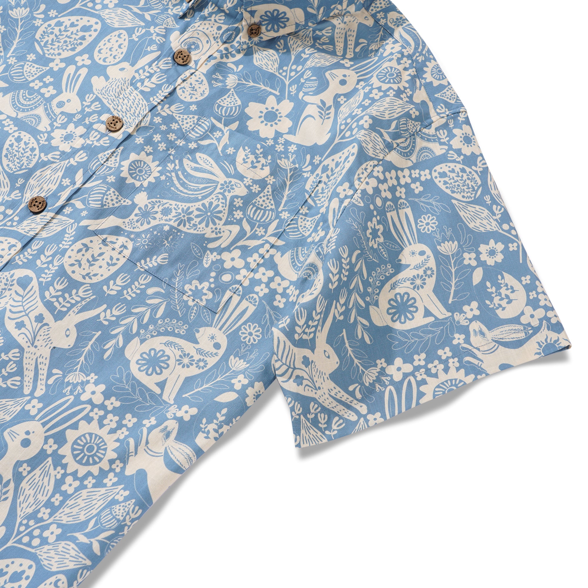 Chemise hawaïenne pour homme à manches courtes, boutonnière, 100 % coton, bleue, Aloha, renaissance printanière.
