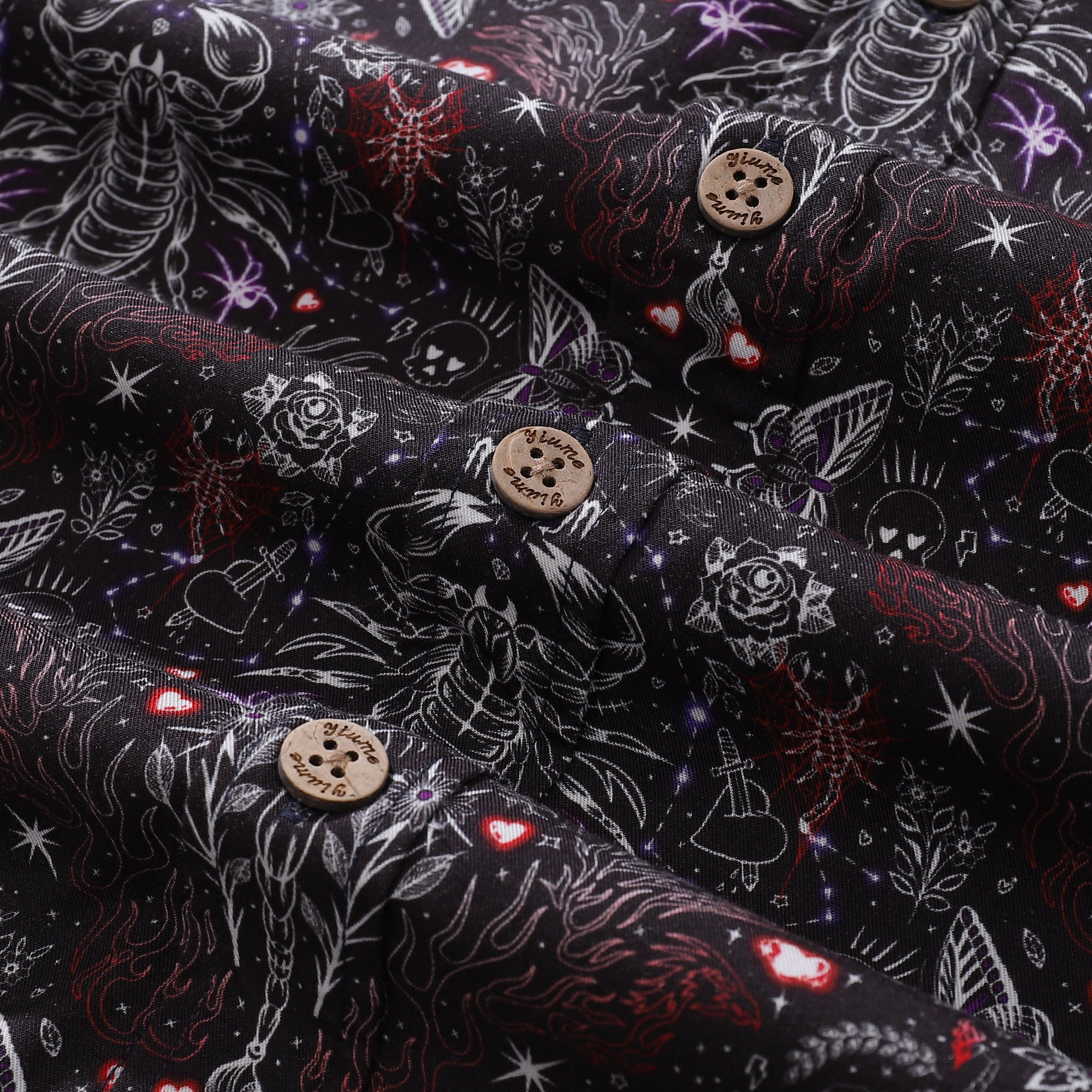 Chemise hawaïenne pour homme Imprimé Scorpion Tencel™ Boutonnée à manches courtes en coton Aloha