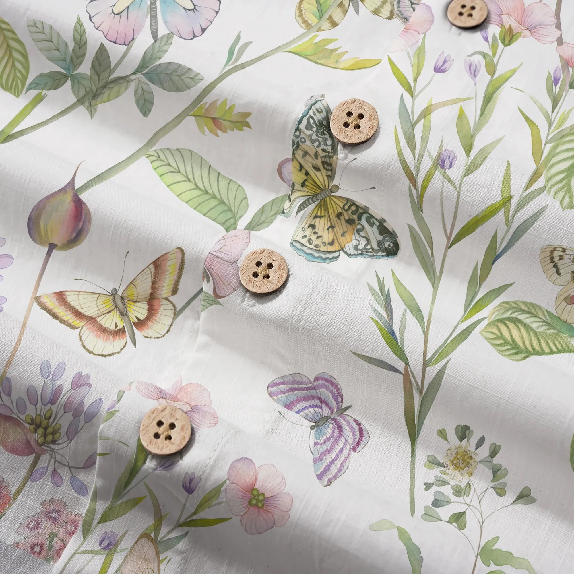 Men's shirt with butterfly and floral fantasy design