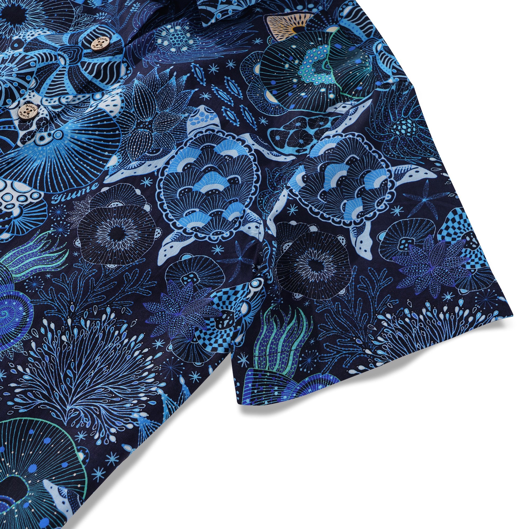 Women's Hawaiian Shirt Short Sleeve Button-up 100% Cotton Blue Aloha Reef Rules