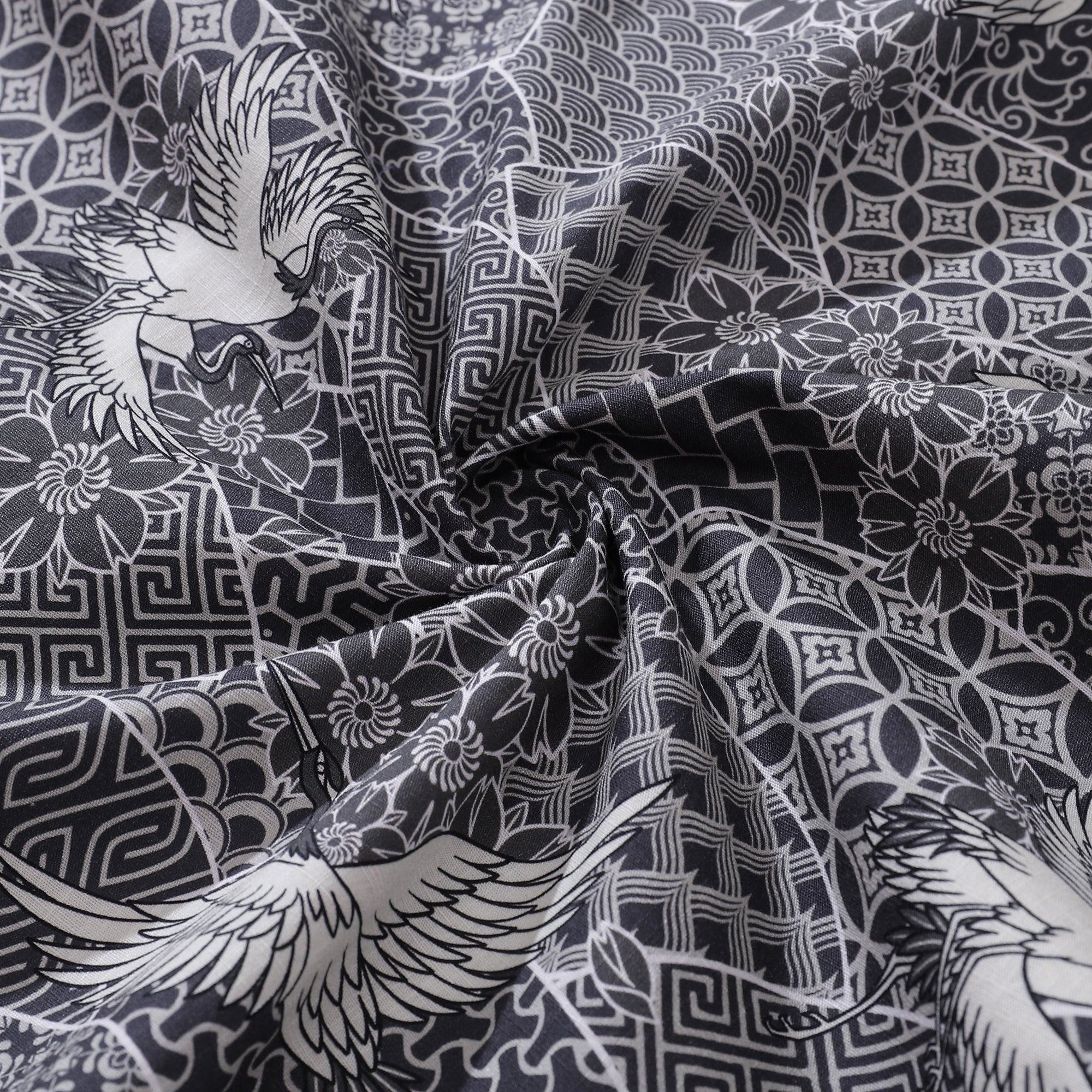 Chemise Grise Grue Pour Hommes Chemise Hawaïenne en Coton Chemise Aloha Amusante Chemise à Boutons Courte à Manches