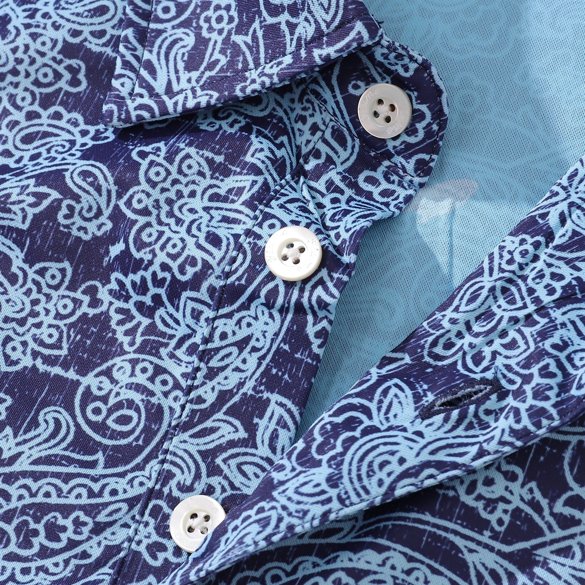 Polo à manches courtes pour hommes avec imprimé Hawaiian Traces of Time - BLEU