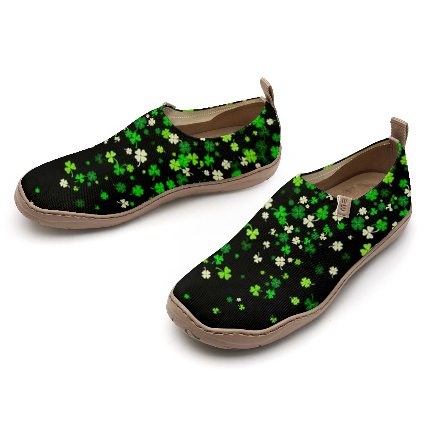 Yiume Women's Art Slip-on lässig Canvas Schuhe St. Patrick's Day Clover Black Malt, 100% Baumwollheiligen Patrick's Day Shamrock