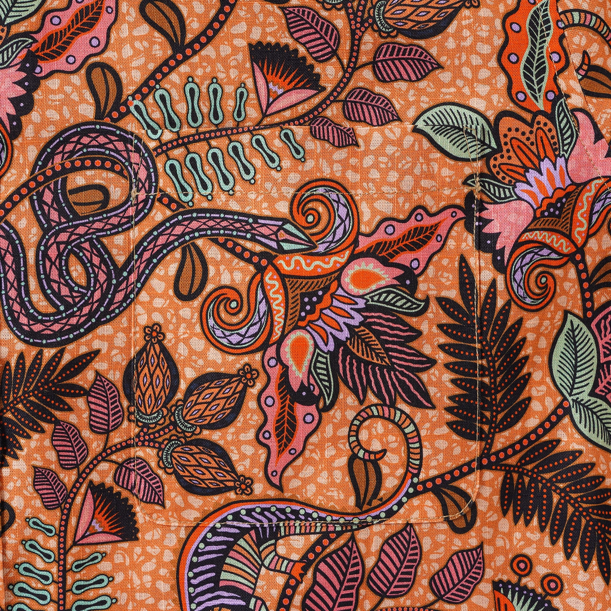 Men's Hawaiian Shirt Long Sleeve Button-down 100% Cotton Black Aloha Chameleon Ankara