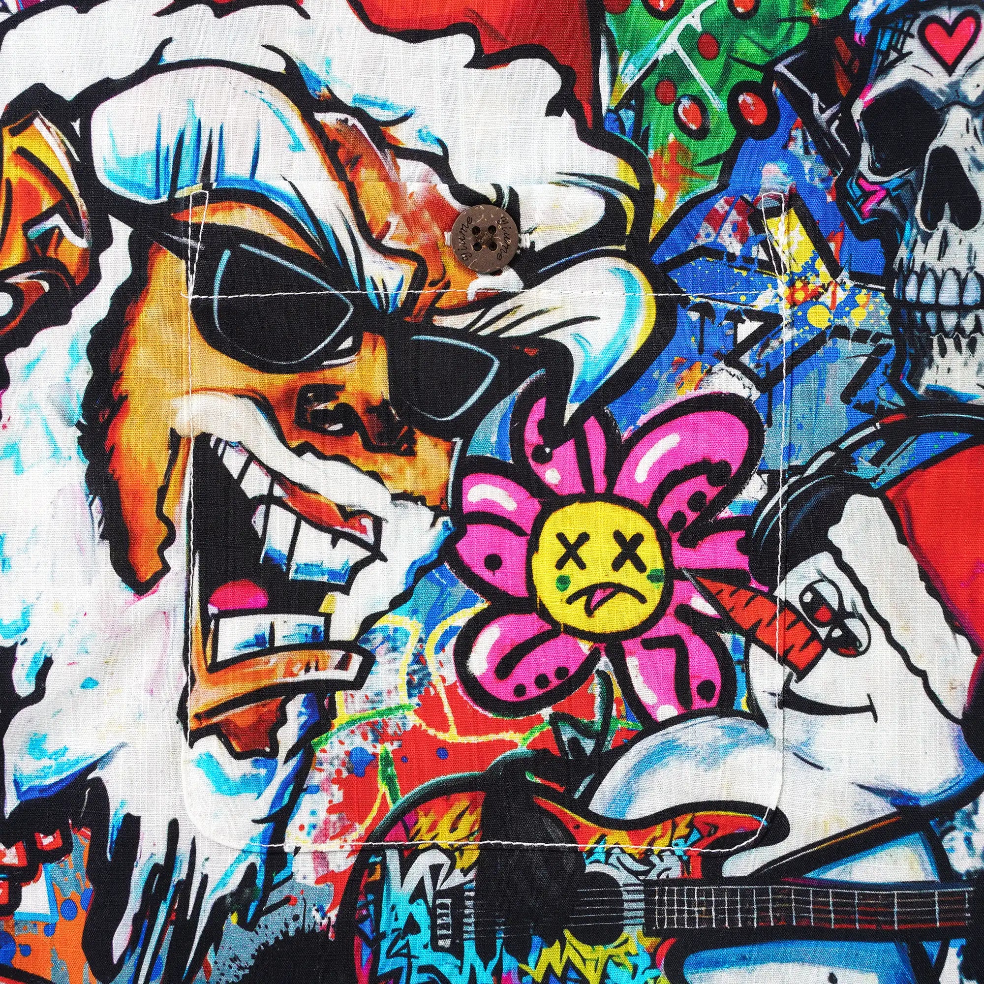 Men's Hawaiian Shirt Short Sleeve Camp Collar 100% Cotton White Aloha Laughing Santa Xmas Fiesta