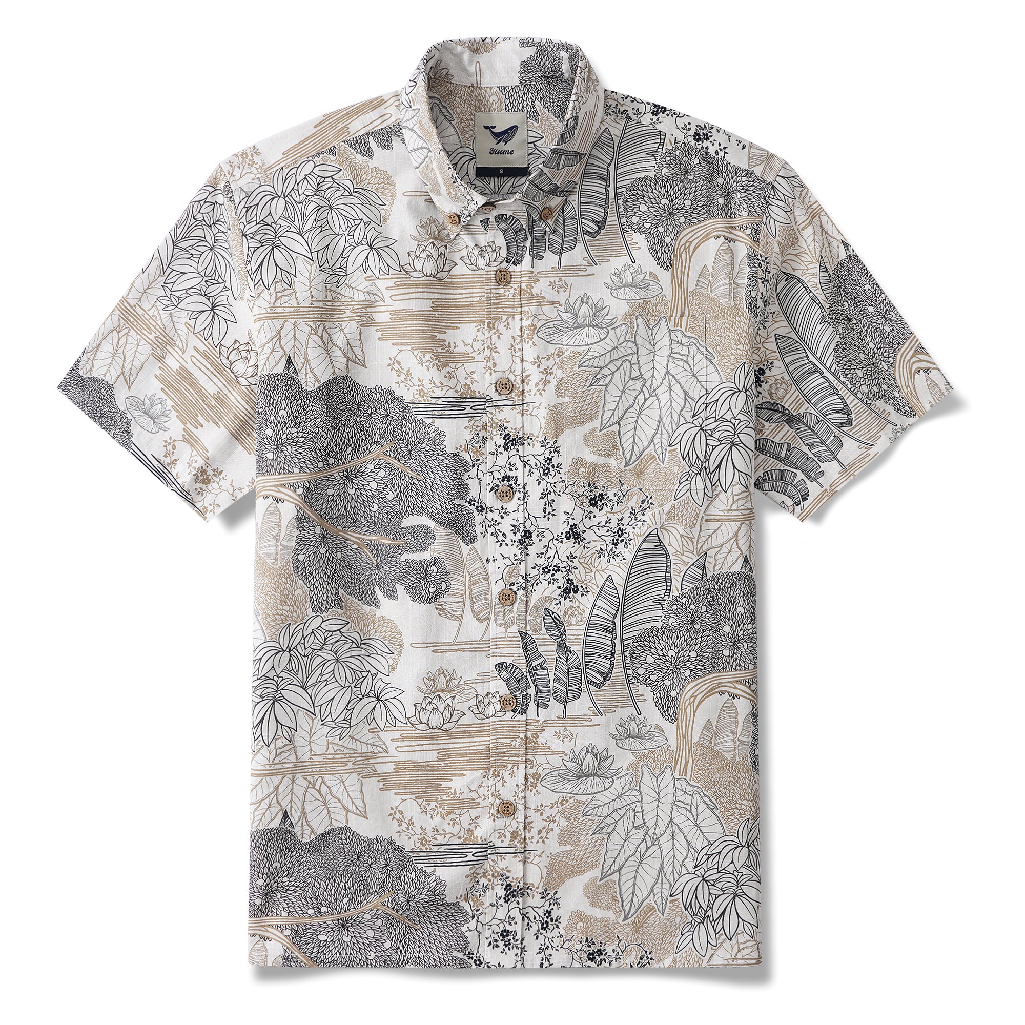Chemise à manches courtes en coton 100% pour homme, marron Aloha hawaïenne