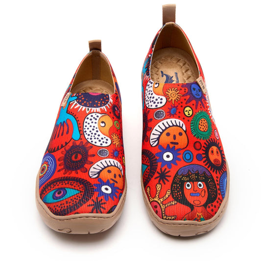 Designer painted women's sneakers, abstract art