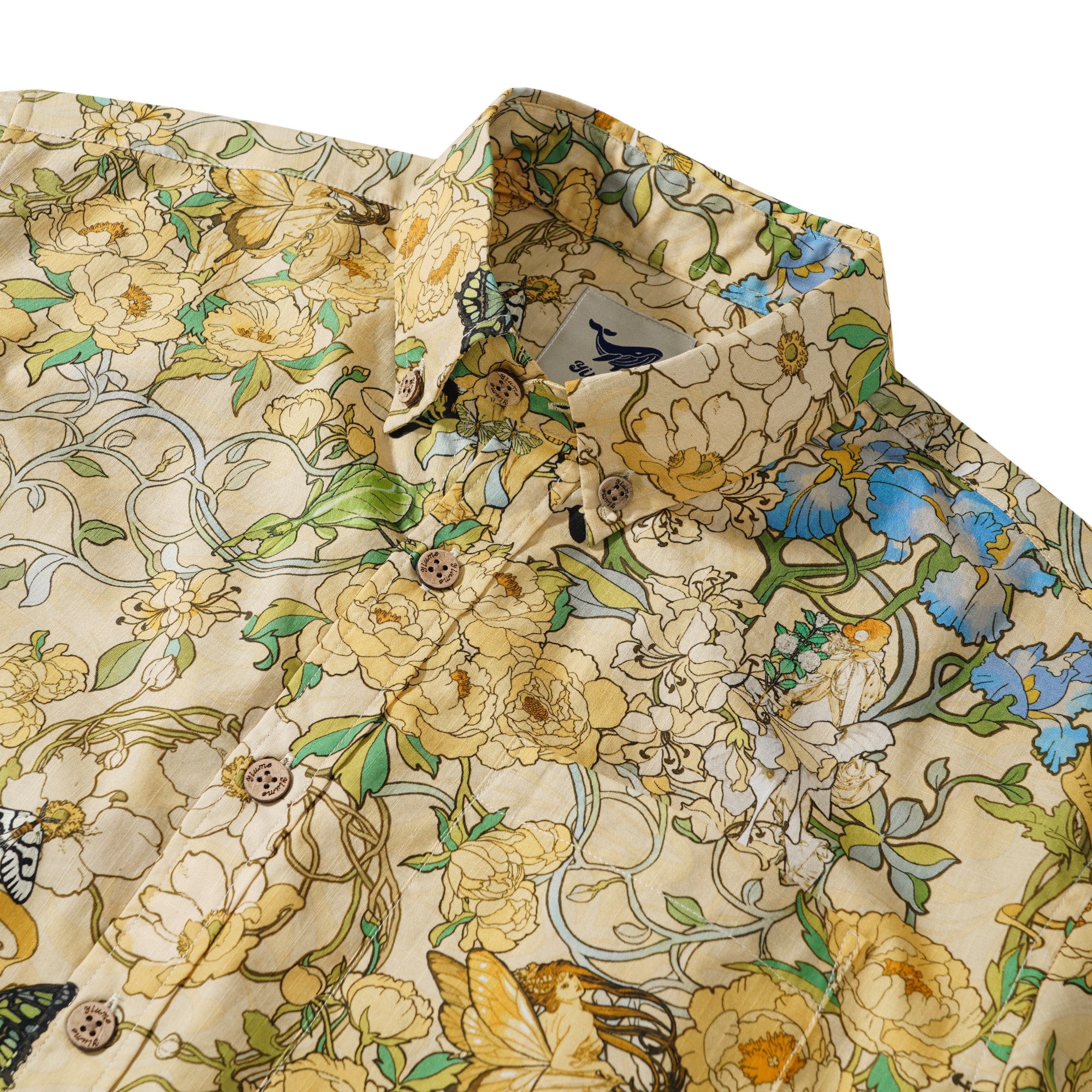 Chemise hawaïenne jaune pour hommes chemises de style beaucoup de style 100% coton