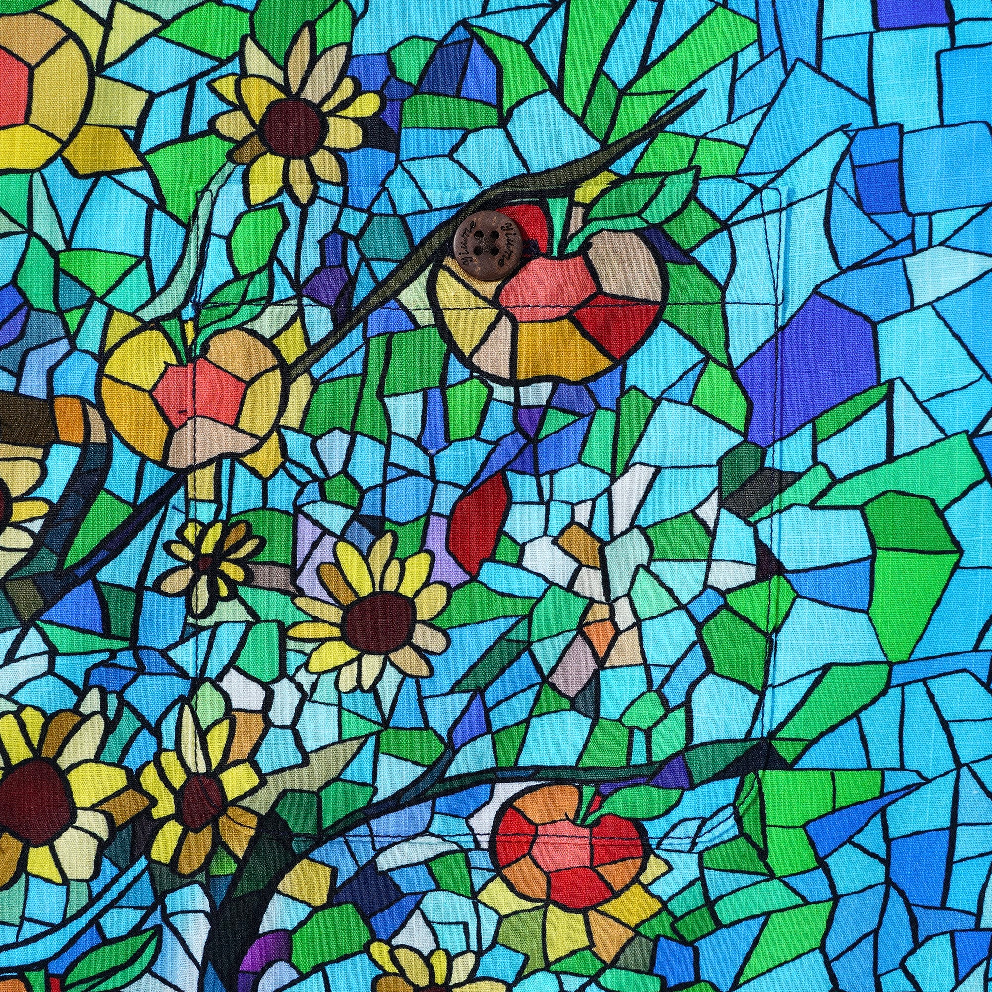 Collier de camp à manches courtes à manches courtes pour hommes 100% Blue Blue Blue en verre ensoleillé