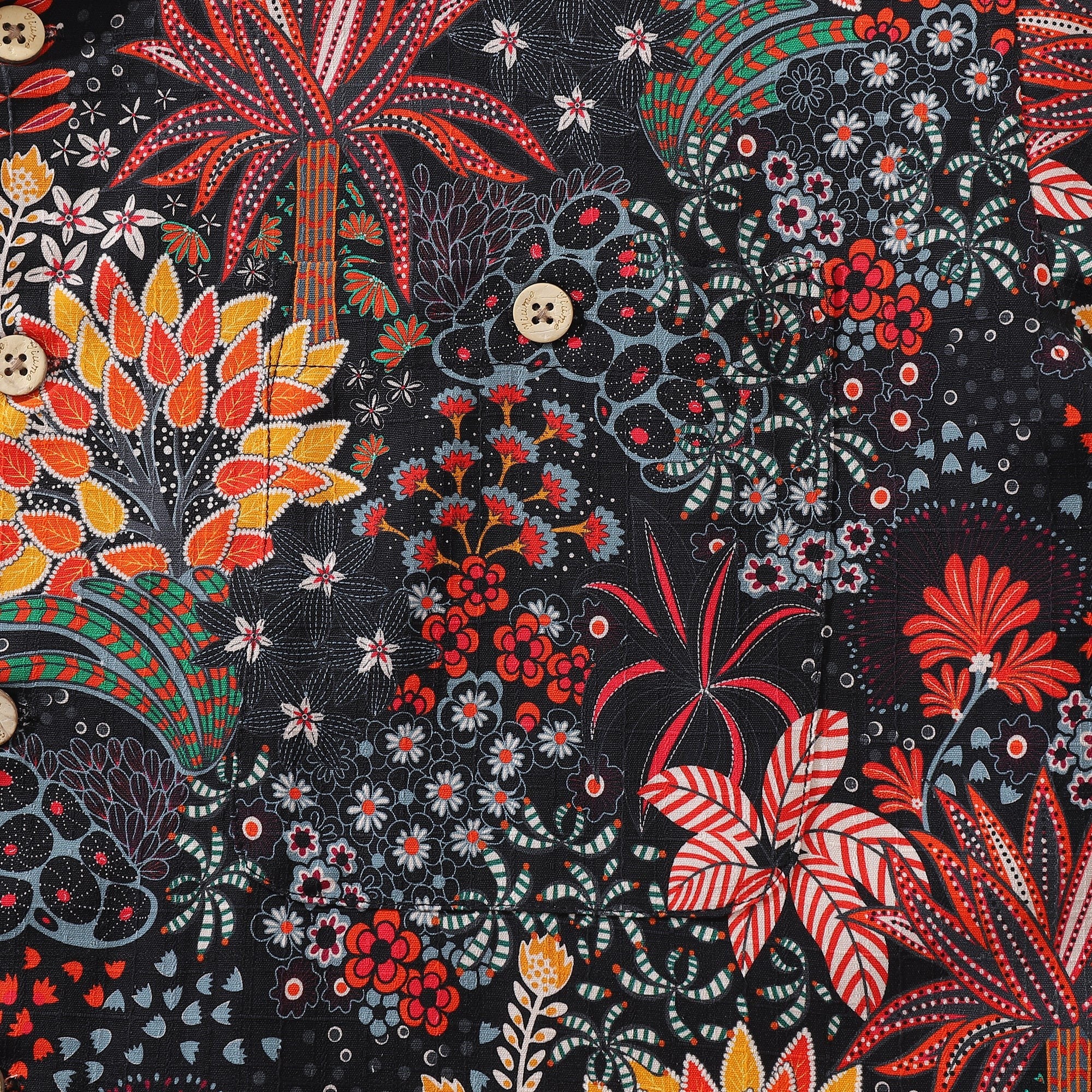 Herren Hawaii-Hemd mit ausgefallenem Pflanzenmuster, Camp-Kragen, Kurzarm Aloha-Hemd - Seide