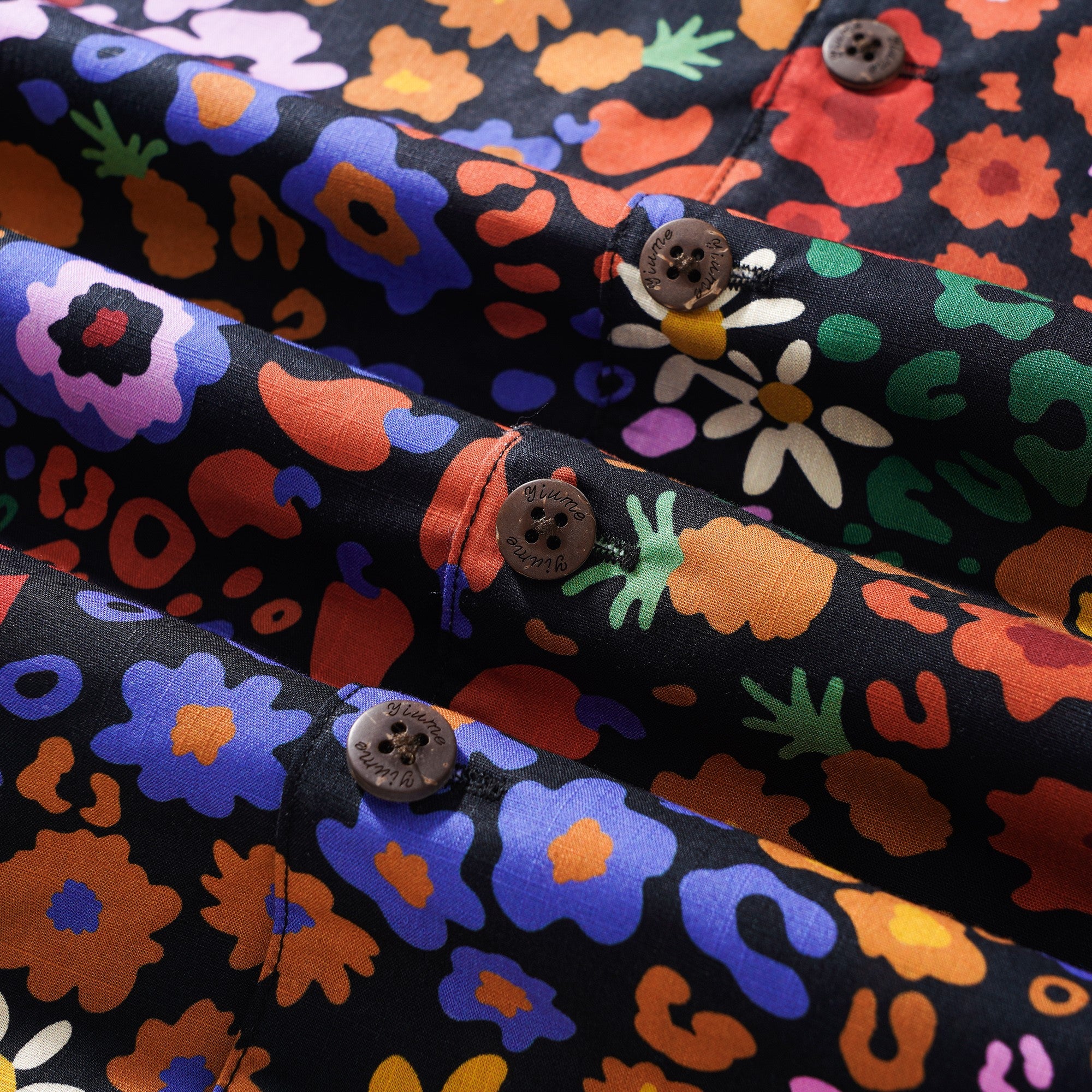 メンズハワイアンシャツ半袖キャンプカラー100％コットンブラックアロハミッドナイトブロッサムレオパードプリント