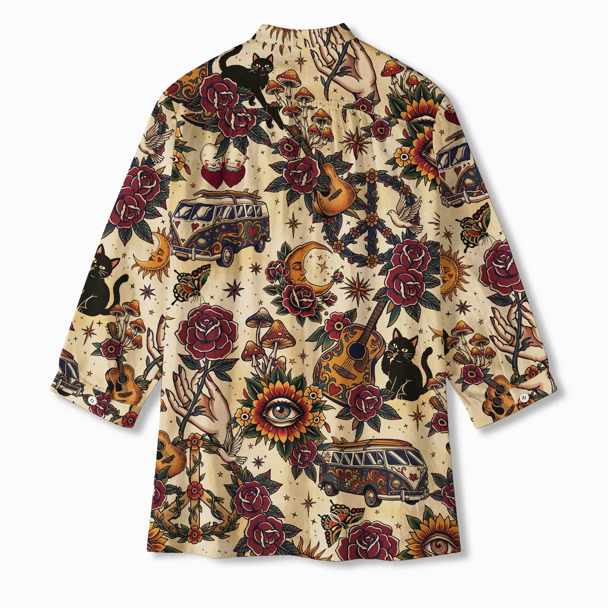 Yiume Green Wanderlust Totem Blouse, 3/4 sleeve, v-neck