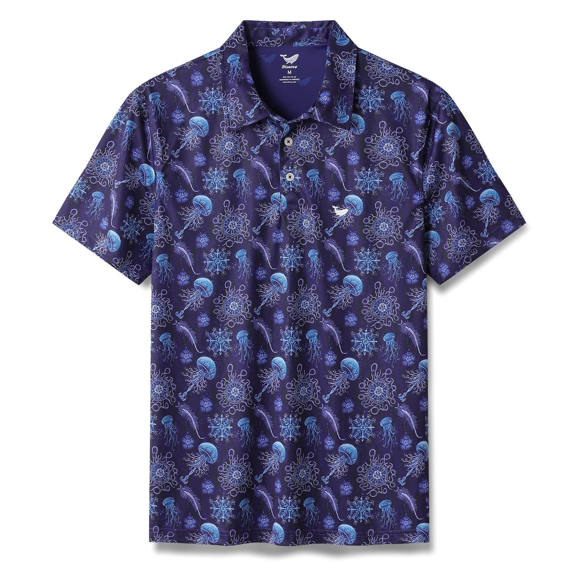 Men's Hawaiian Luminocean Print By Luova Flow Short Sleeve Polo Shirt Luminocean By Luova Flow Polo