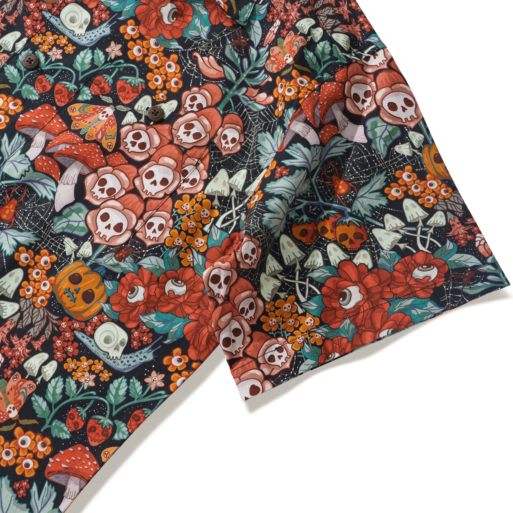 100% Cotton Hawaiian Shirt For Men Halloween Cottage Garden By Bienvenido Colorido Camp Collar Aloha Shirt