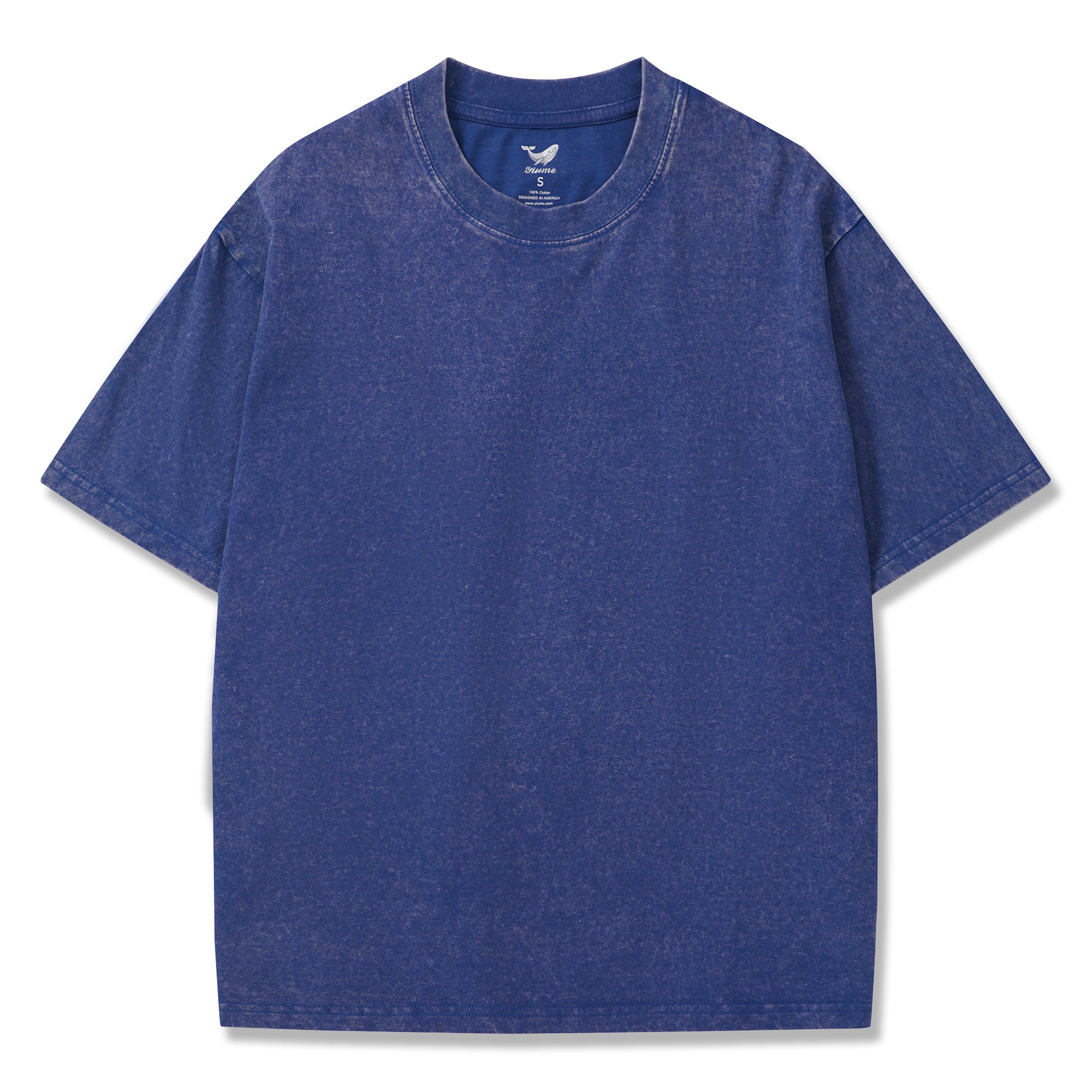 T-shirt hawaïen pour hommes col rond 100 % coton, t-shirt vintage lavé - Bleu