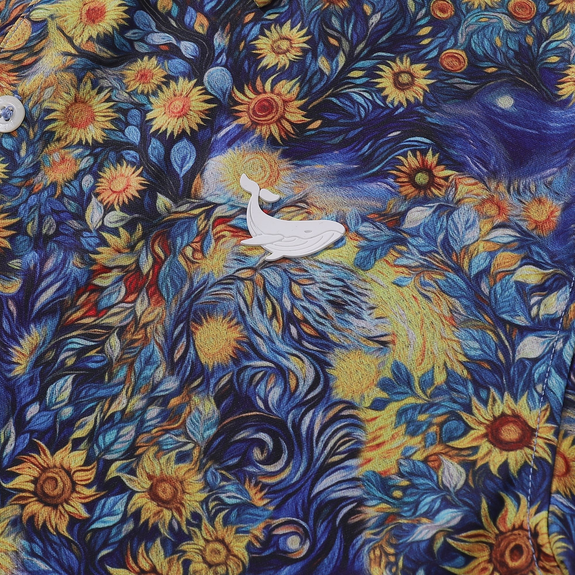 Chemise Polo Hawaïenne pour Hommes Imprimé Tournesol de Van Gogh à Manches Courtes