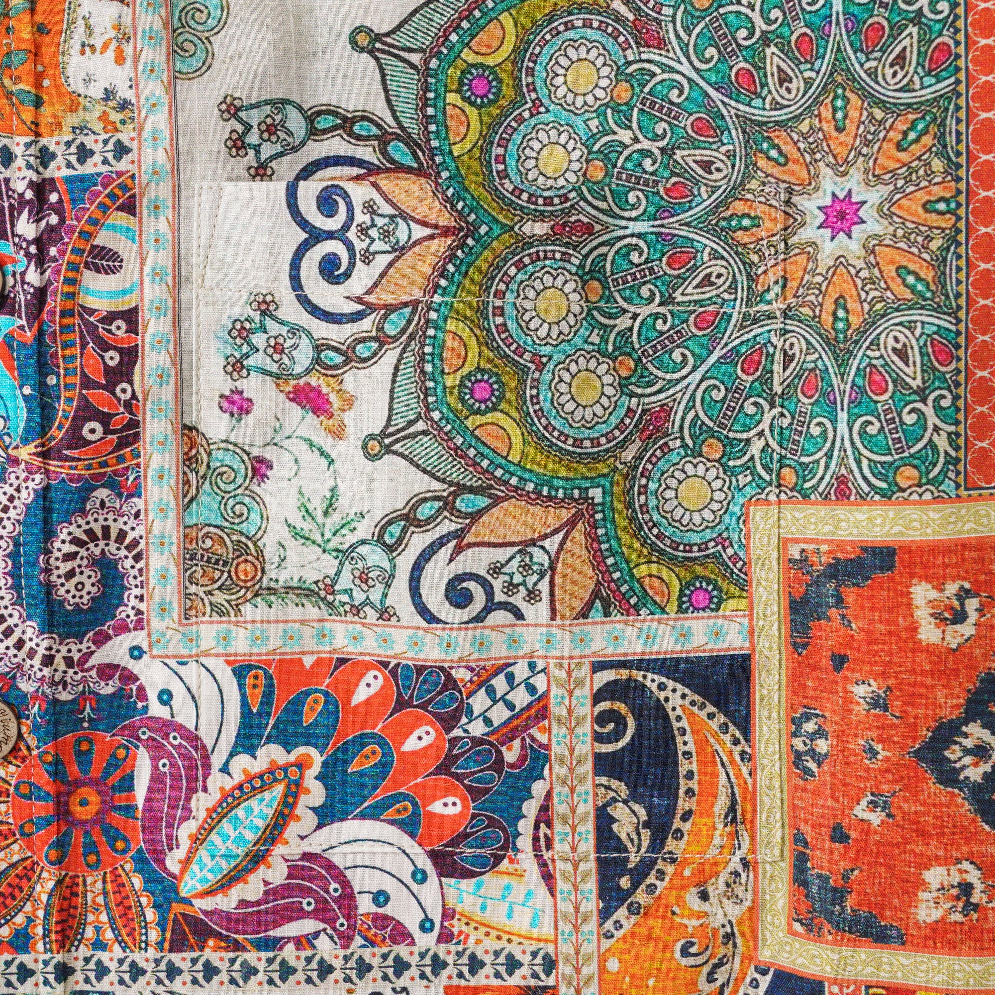 Chemise hawaïenne masculine bouton à manches courtes 100% coton bleu aloha vif bords