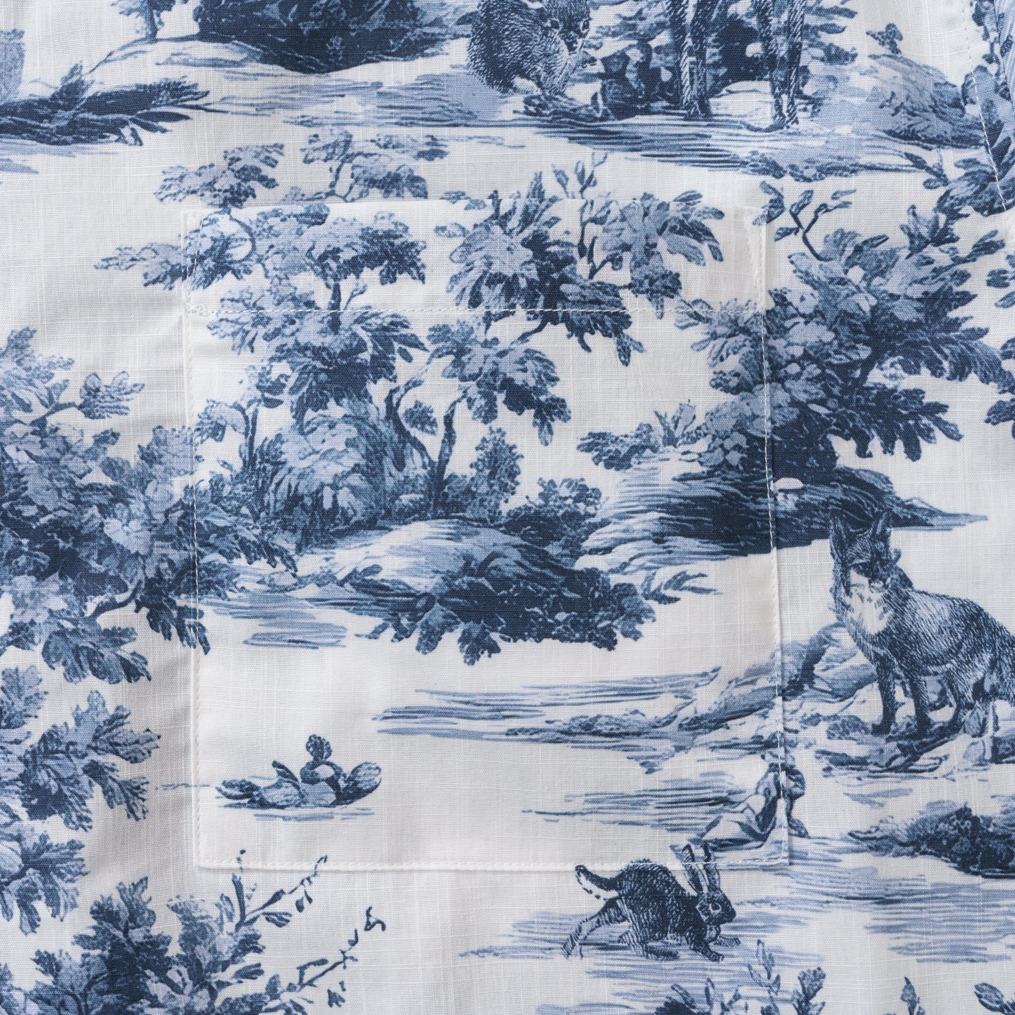 Toile de Jouy Jungle Oasis Shirt 100% Cotton Men's Short Sleeve Button-down Shirt Gray Aloha Hawaiian