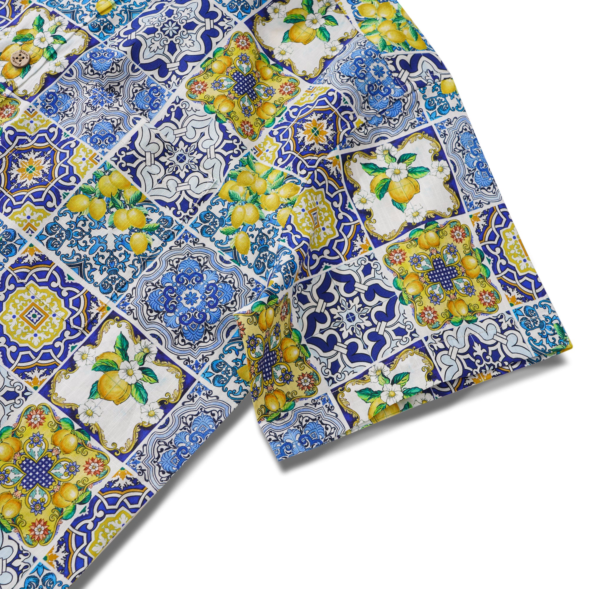 Men's Hawaiian Shirt Short Sleeve Button-down 100% Cotton White Aloha Dream of Palermo