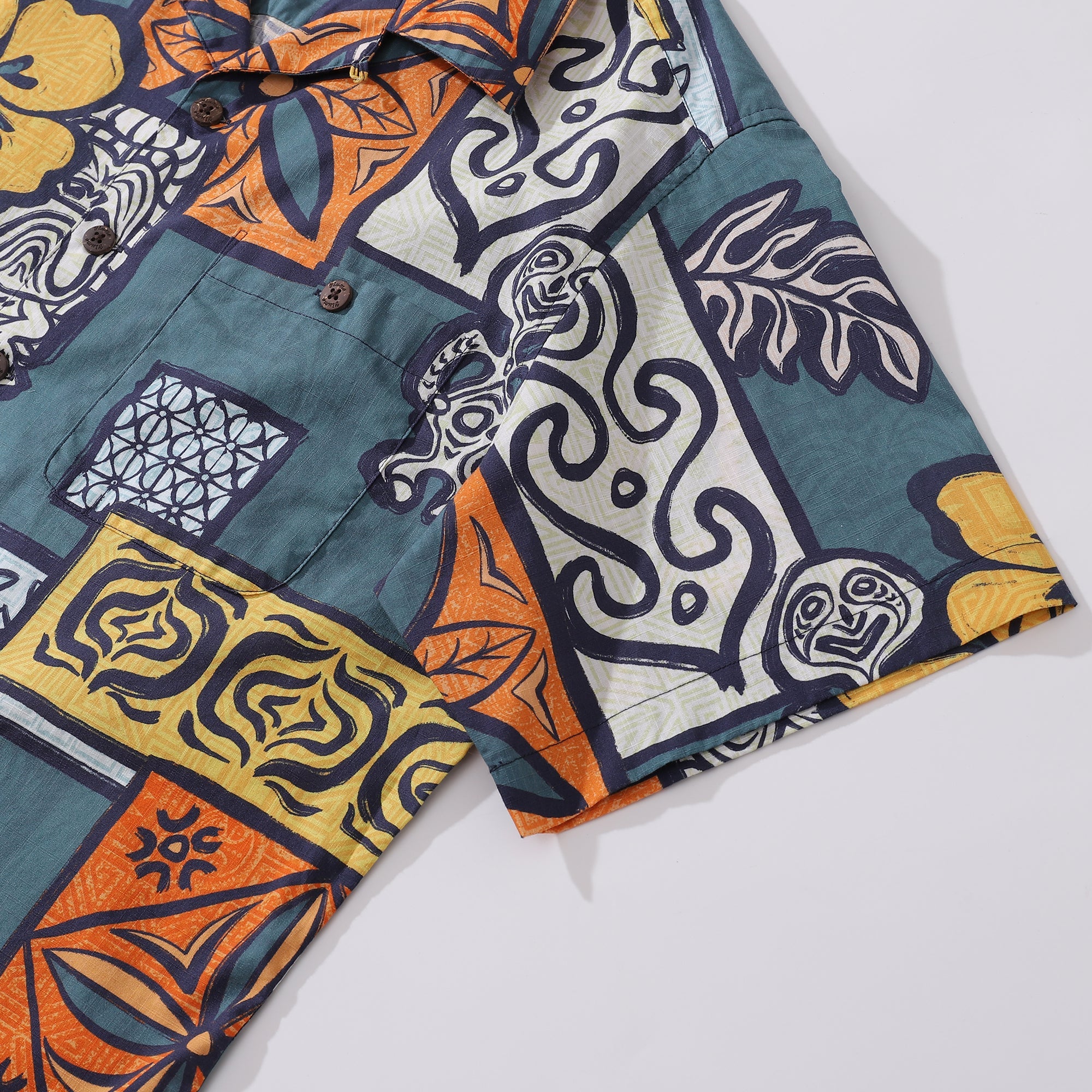 Floral TIKI Hawaiian Shirt For Men Flower Print Camp Collar 100% Cotton Shirt Tiki Shirt