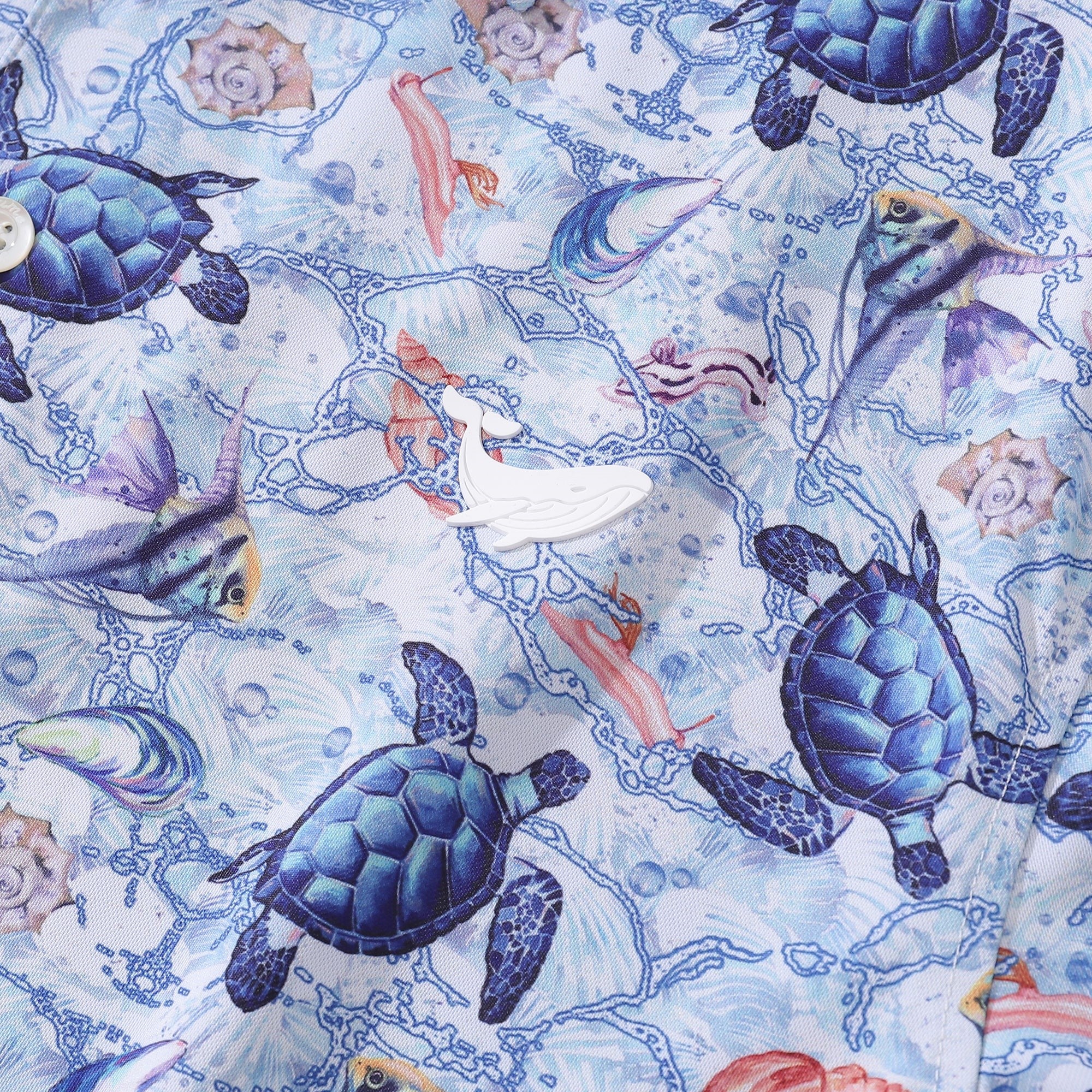 Men's Hawaiian A Sea Turtle's Odyssey Print Short Sleeve Polo Shirt A Sea Turtle's Odyssey Polo