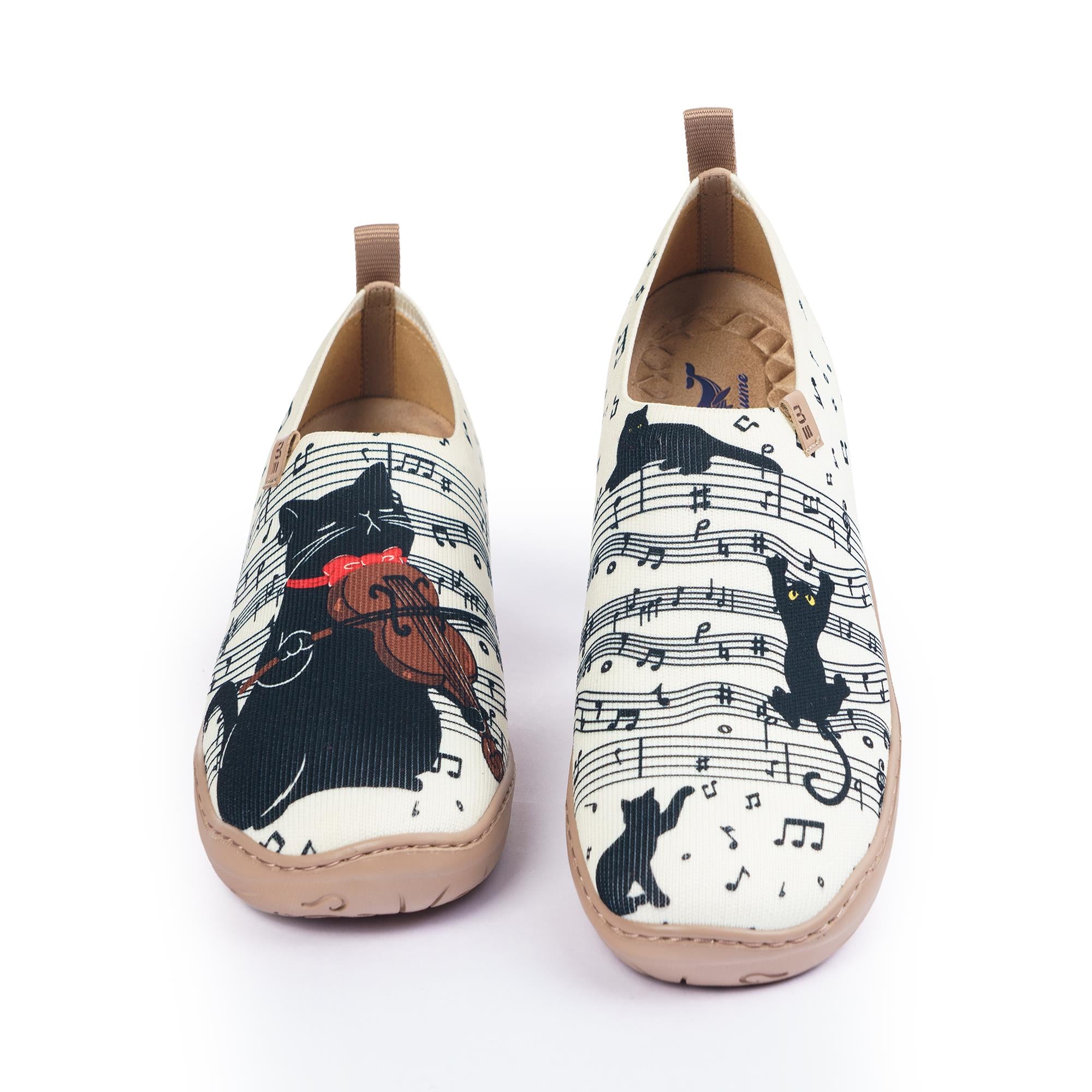 Yiume Women's Art Slip-On Shoes Comfortable Breathable Knit Casual Footwear,Black Cat Melody