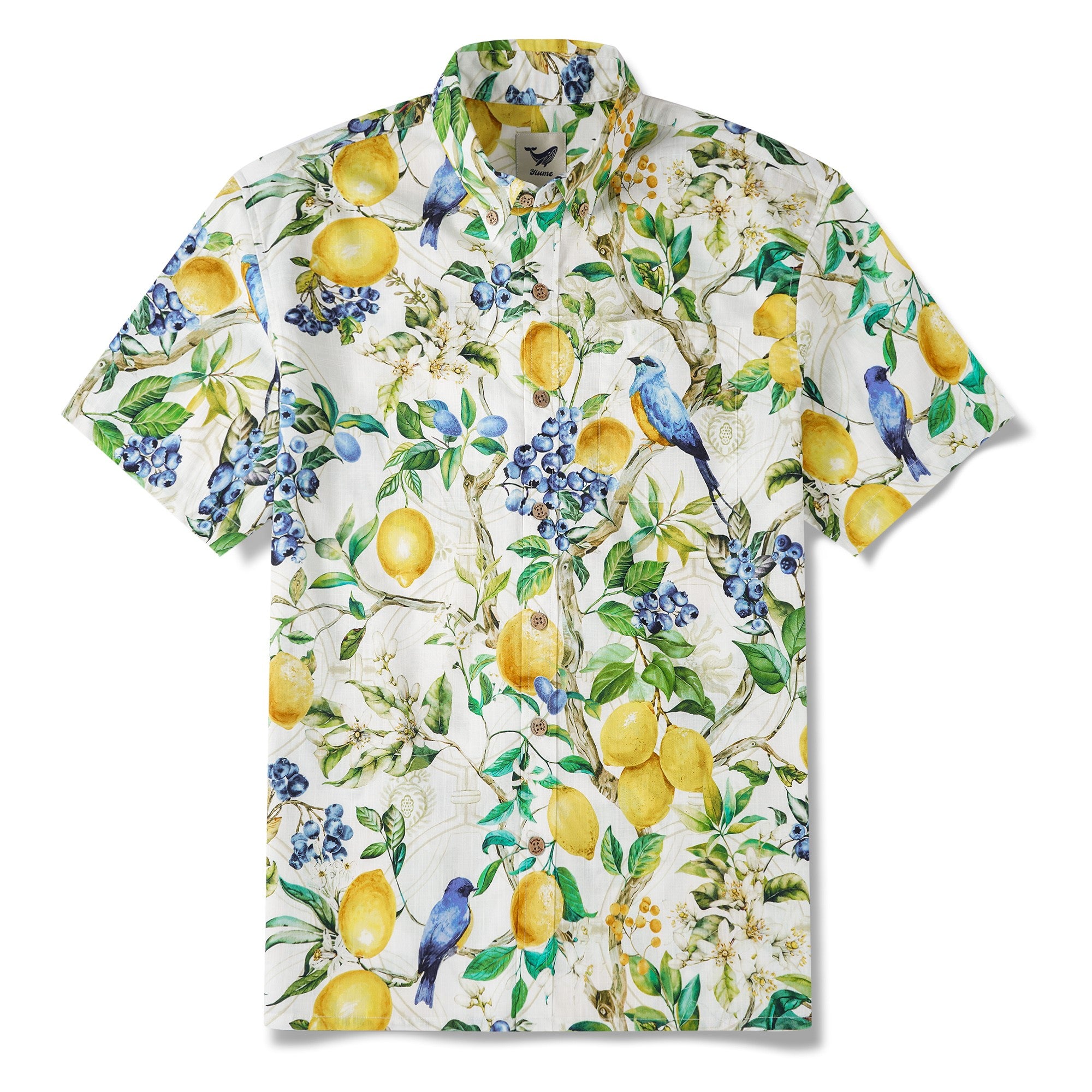 Men's Sicilian Lemon Shirt Button-down Hawaiian Shirt Short Sleeve 100% Cotton Sicilian Lemon Tree Fantasy