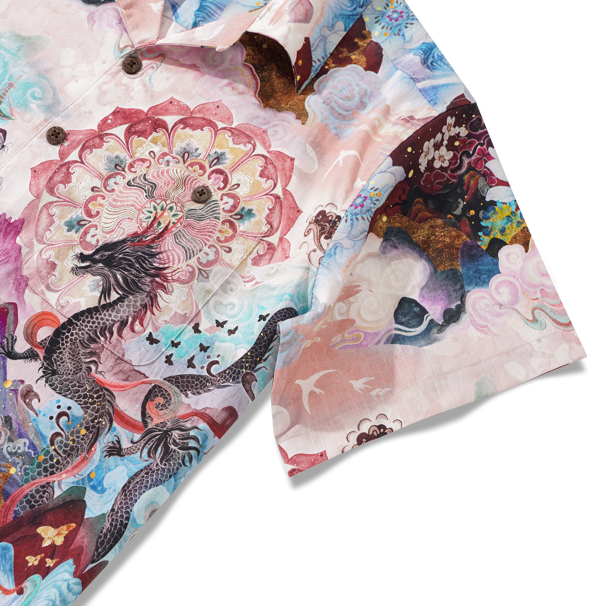 Collier de camp à manches courtes pour hommes à manches courtes 100% coton Aloha Dragon Odyssey