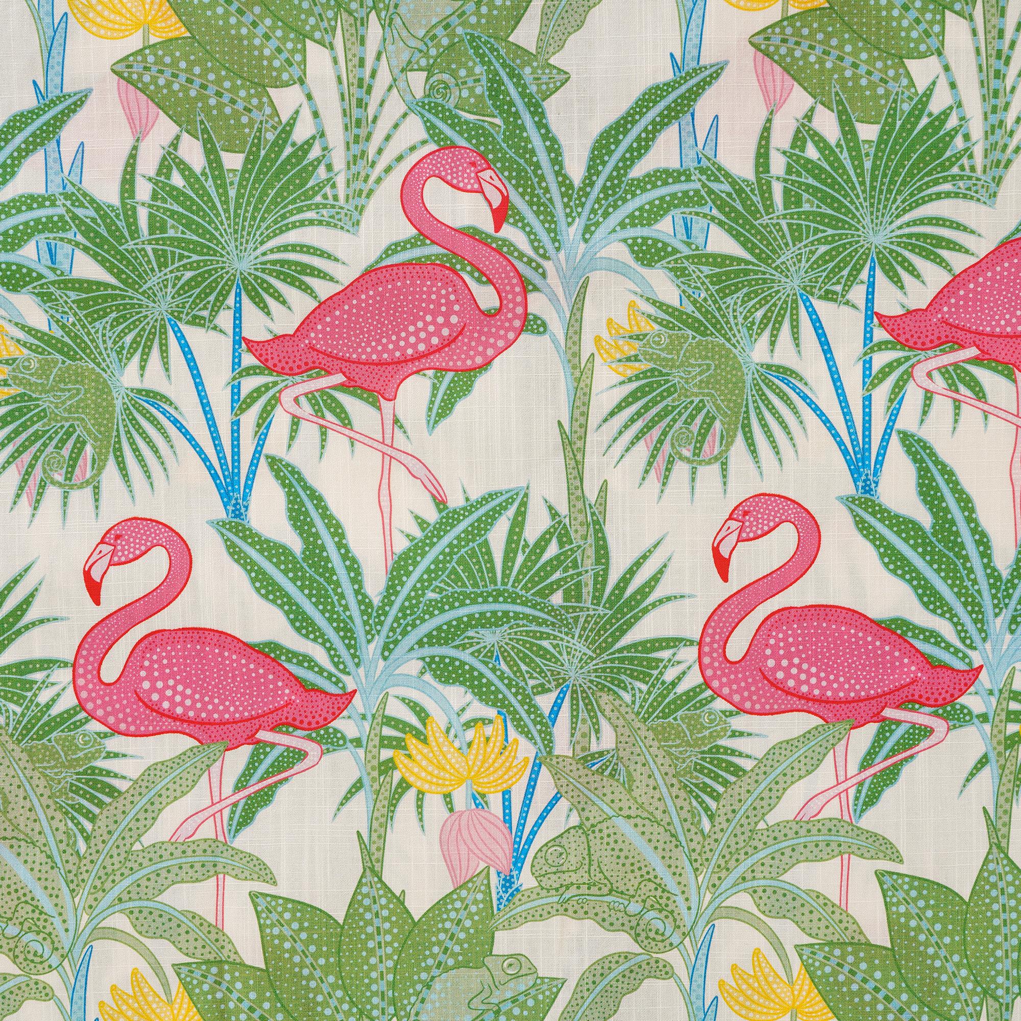 Herren-Hawaiian-Hemd Kurzärmel Button 100% Baumwolle Beige Aloha Flamingos & Chameleons von House of Haricot
