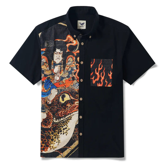 Men's Hawaiian art shirt with Wind Thunder General design