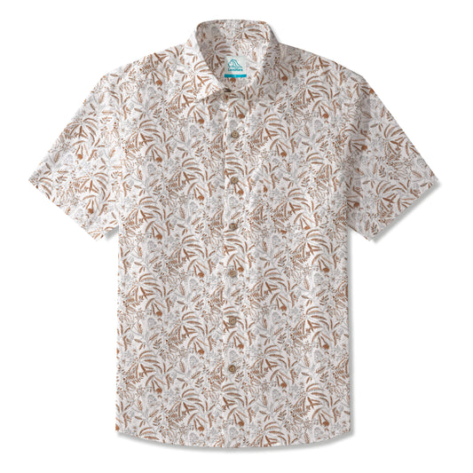 LeosWare® Men's Hawaiian Shirt Short Sleeve Button-up 100% Cotton Orange Aloha Mandarin Oranges