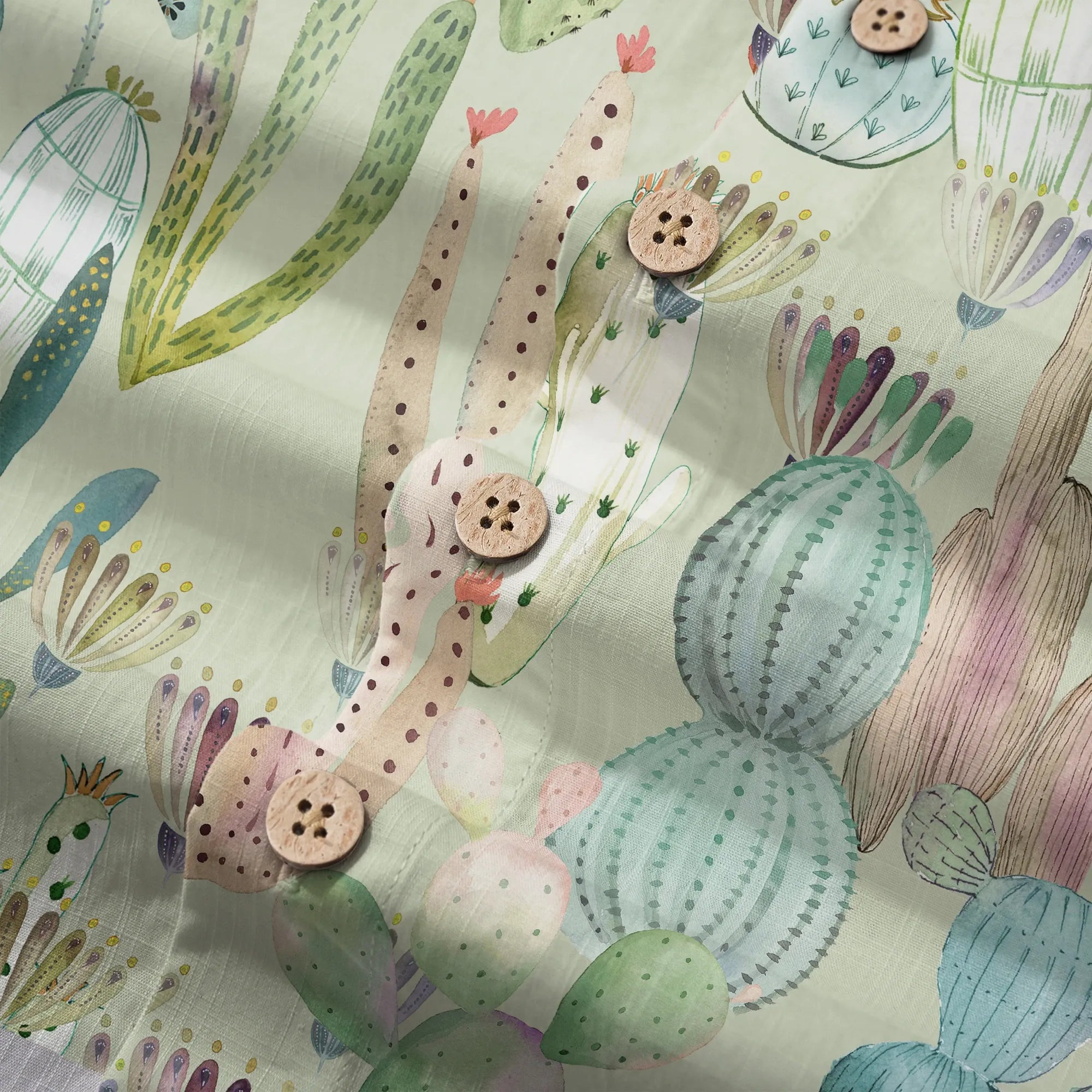 Men's luxury print Hawaiian shirt, cactus design