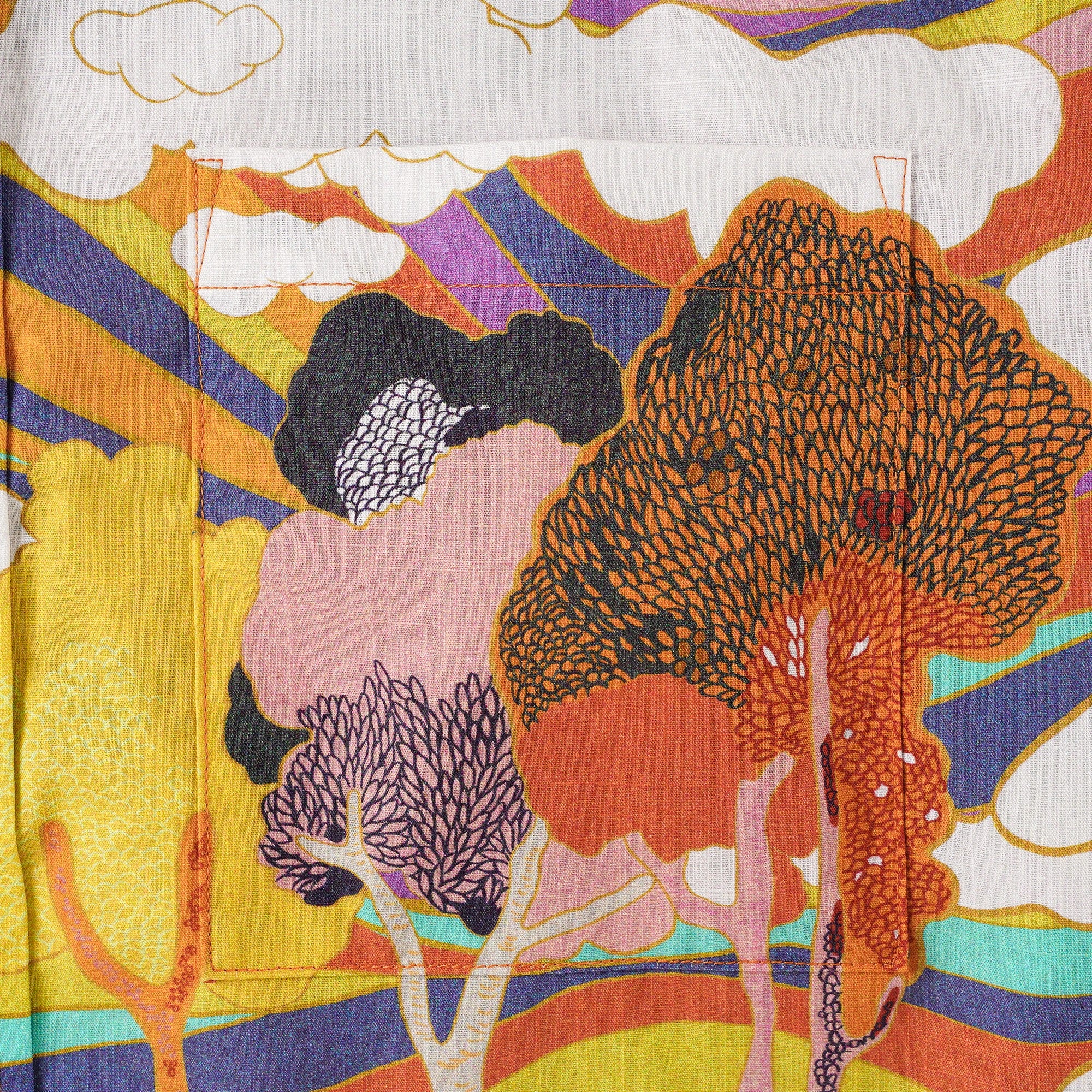 Men's Hawaiian Shirt Short Sleeve Button-down 100% Cotton Aloha Rainbow Mountain