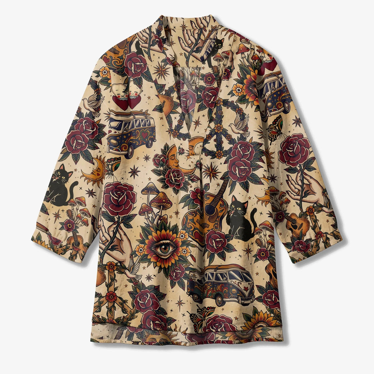 Women's Wanderlust Totem Blouse by Yiume, green, 100% cotton