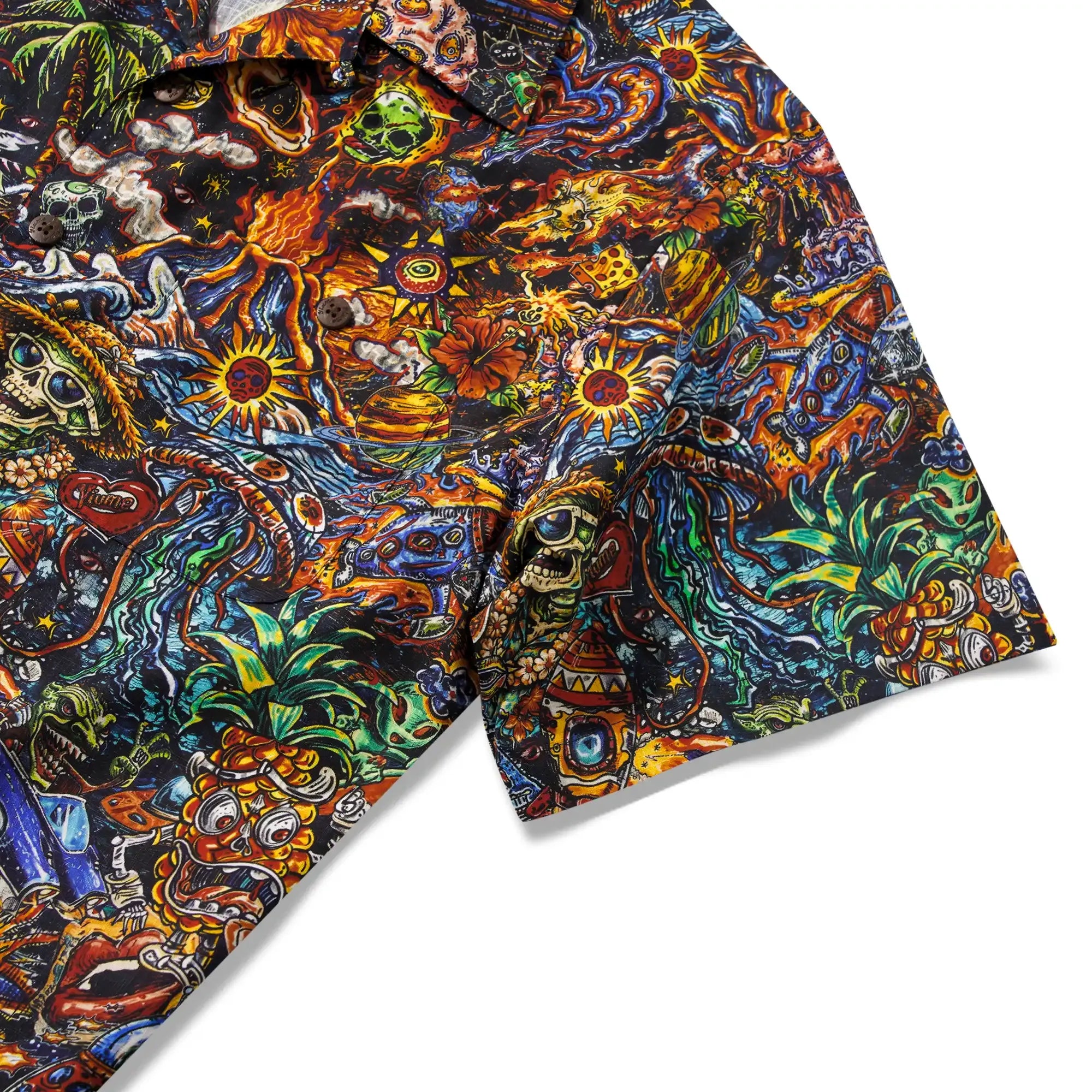Men's short sleeve Hawaiian shirt with alien and floral design