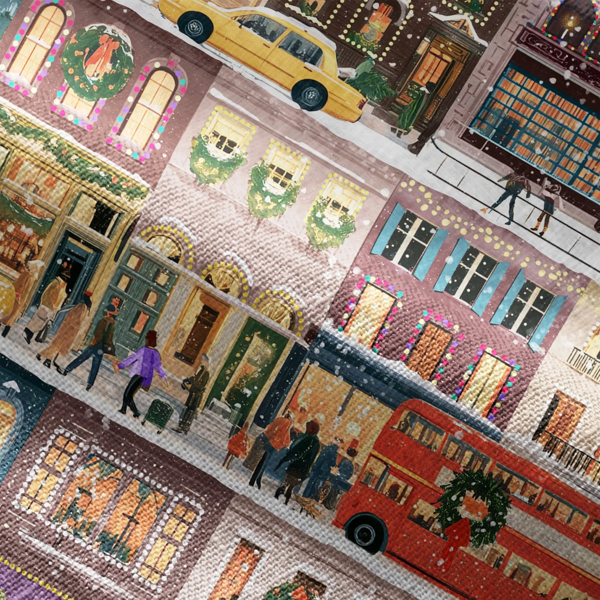 Christmas city scene blouse, green, 100% cotton