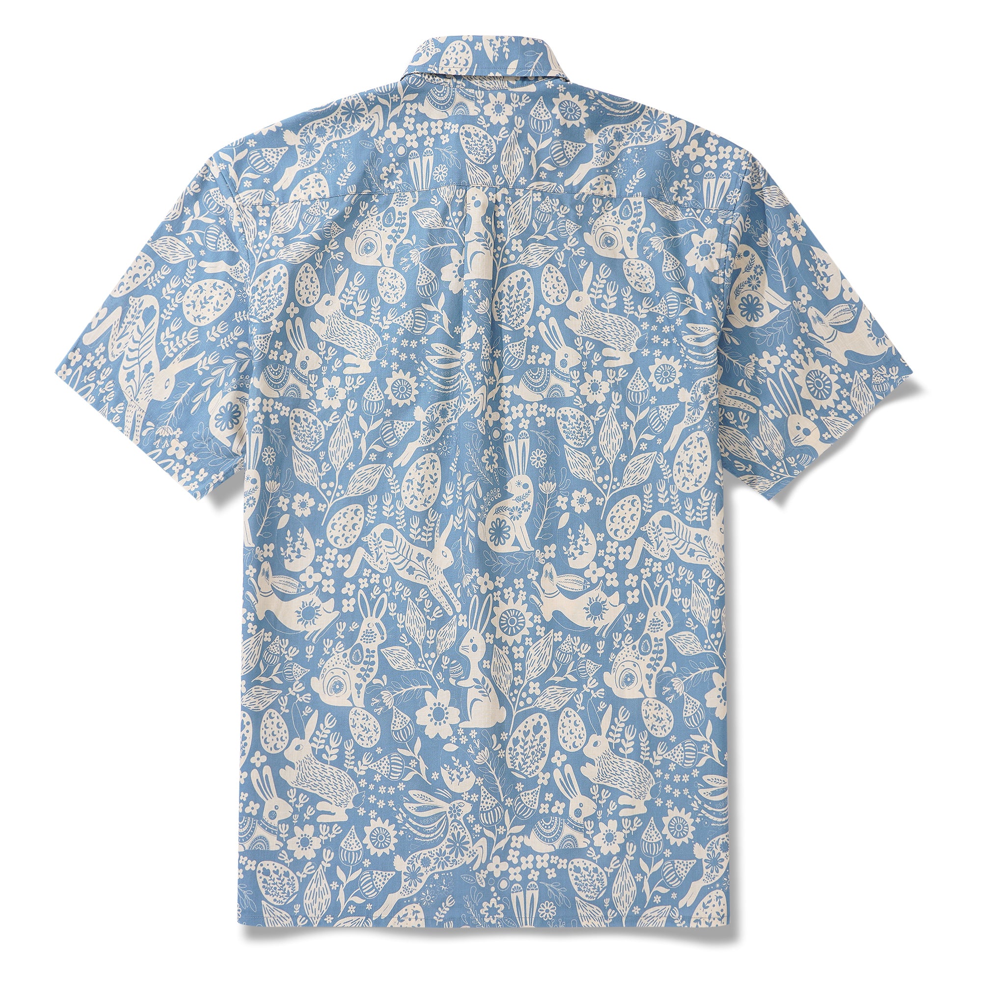 Chemise hawaïenne pour homme à manches courtes, boutonnière, 100 % coton, bleue, Aloha, renaissance printanière.