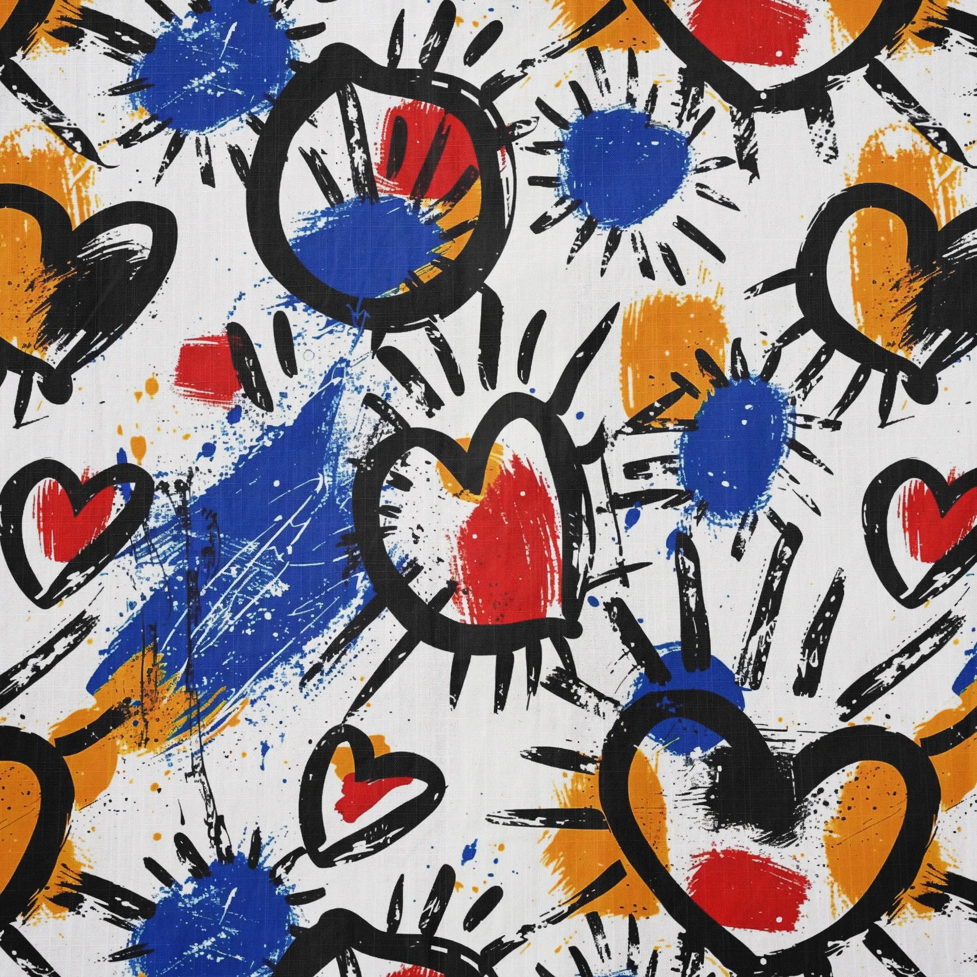 White aloha shirt with colorful heart pattern, for men