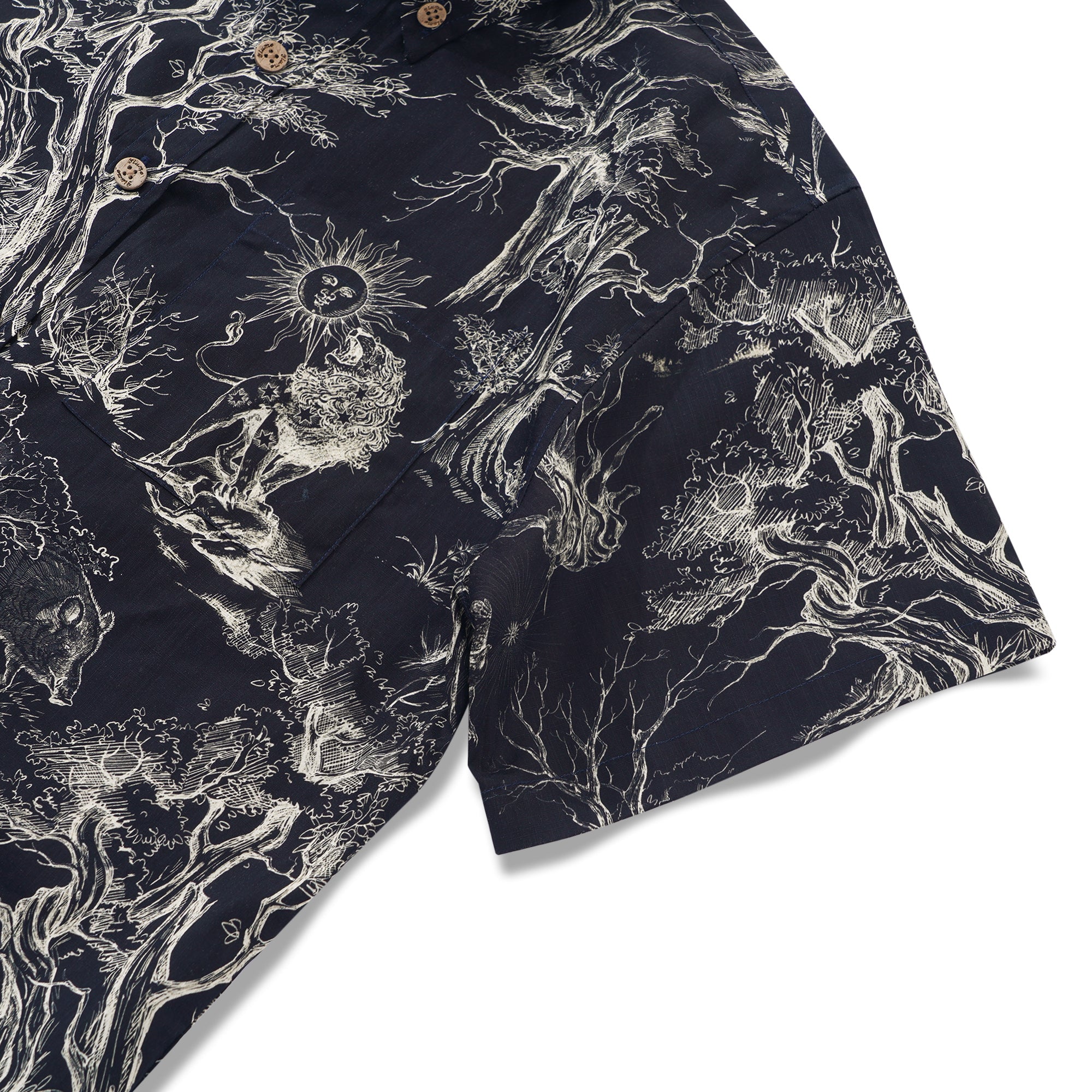 Chemise hawaïenne pour homme à manches courtes, boutonnée, 100 % coton, noire, Aloha Majestic Jungle