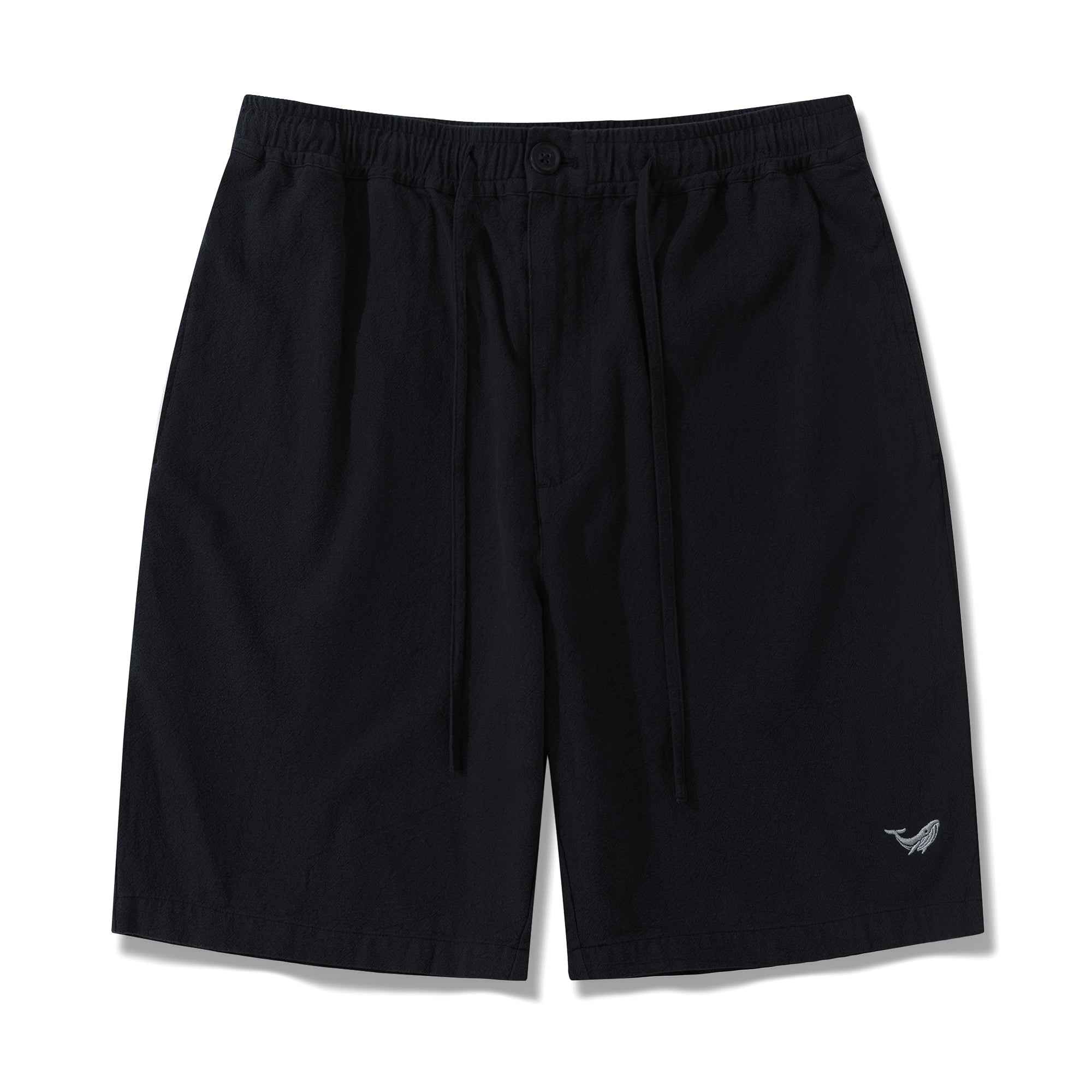 Shorts en lin pour homme, taille mi-haute, coupe droite Bermuda 8-10 pouces, shorts à 5 poches - NOIR Version 3.0