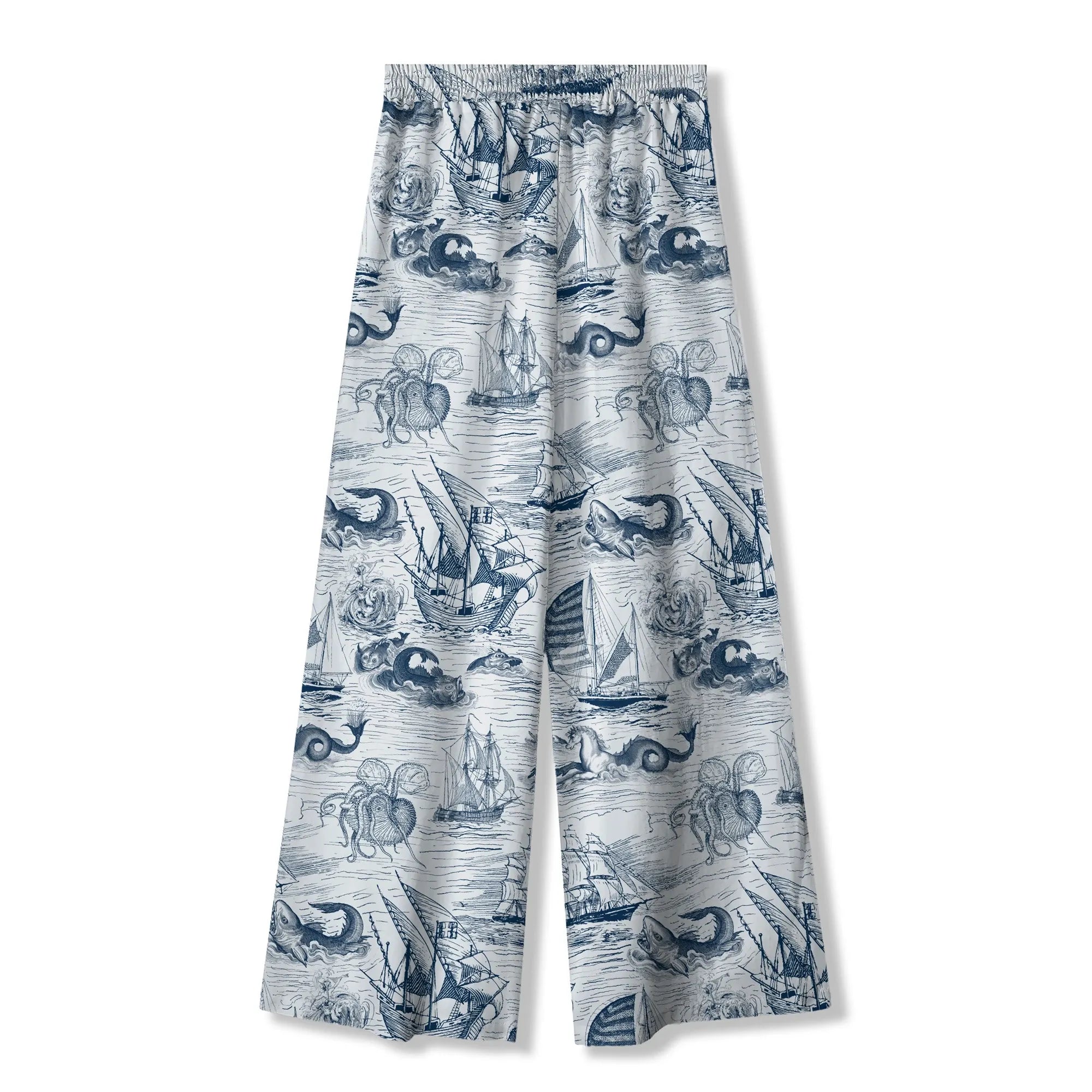 Eco-friendly lyocell women's pants with oceanic design