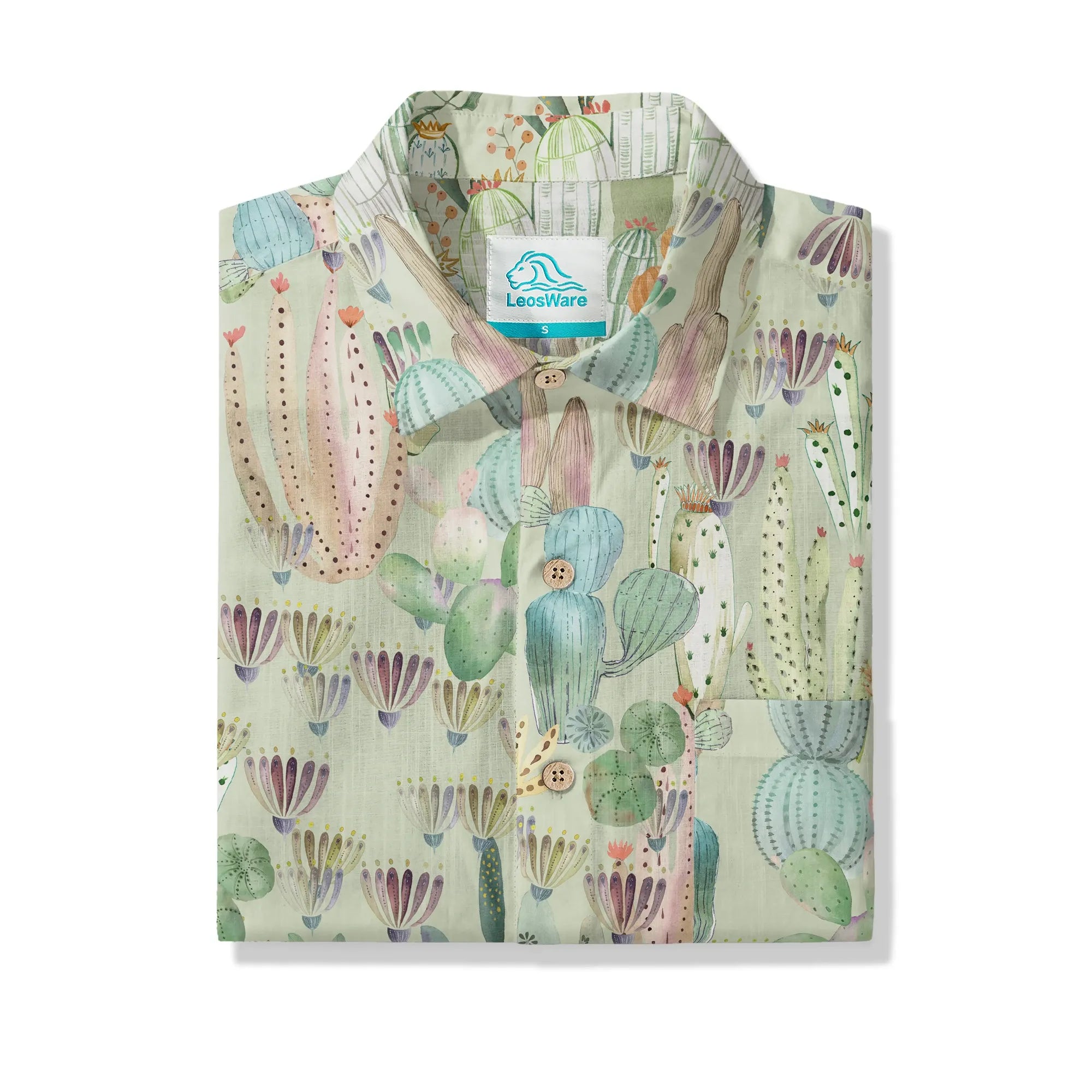 Artistic cactus design men's Hawaiian shirt