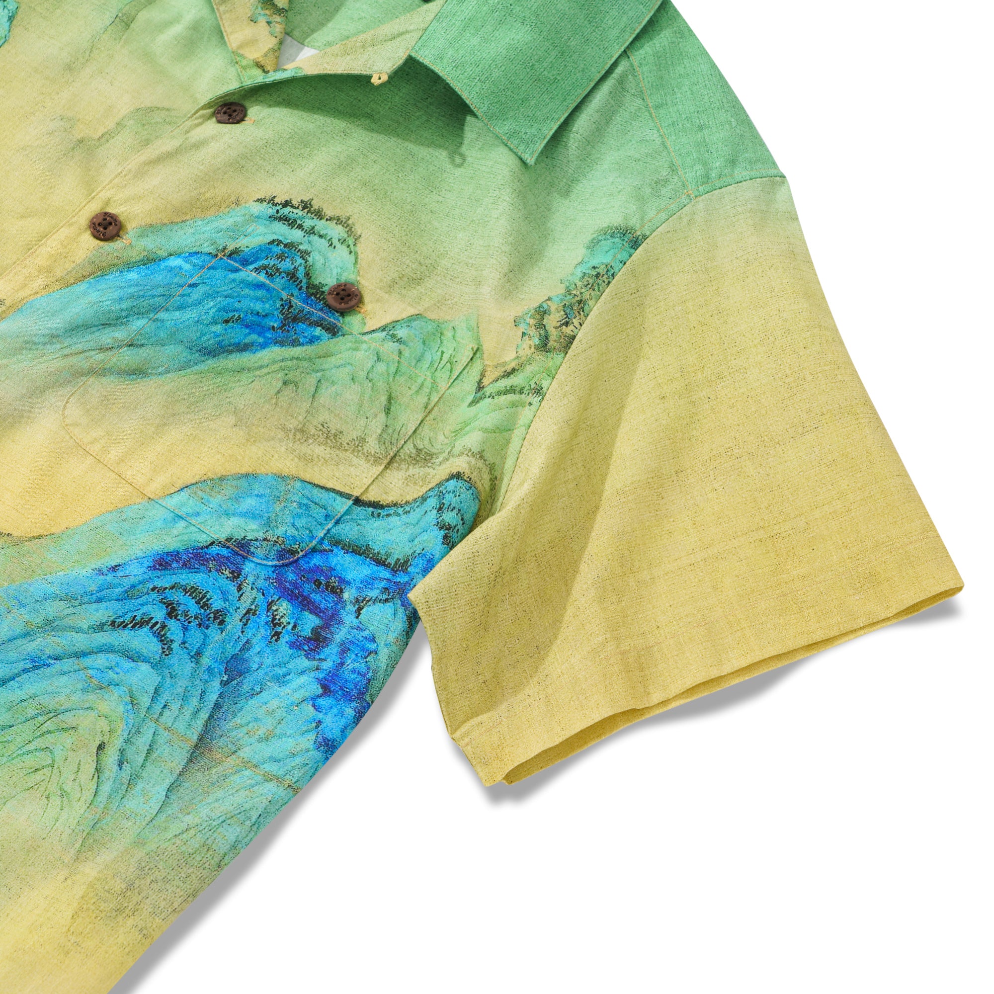 Chemise hawaïenne pour homme à manches courtes, col camp, 100 % coton, verte, Aloha intemporelle.