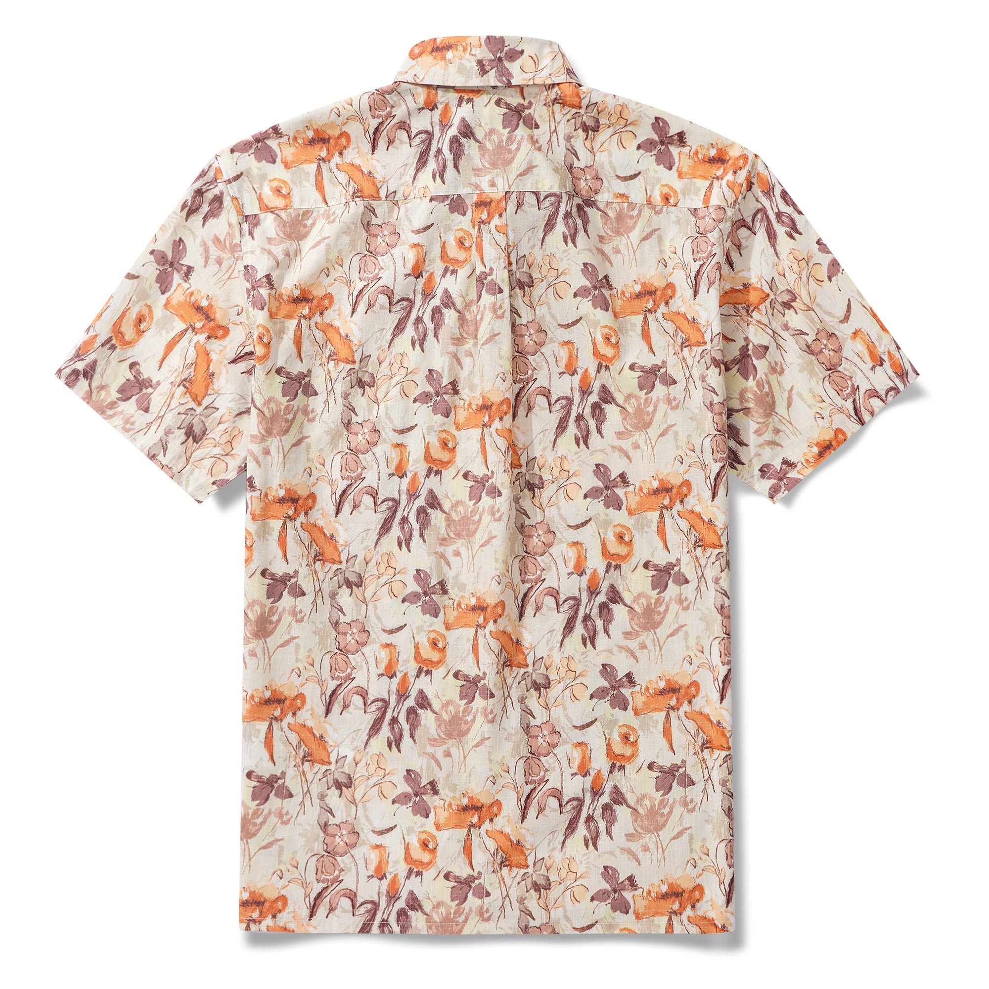 Chemise hawaïenne pour homme à manches courtes, boutonnée, 100 % coton, marron, jardin de rêve Aloha