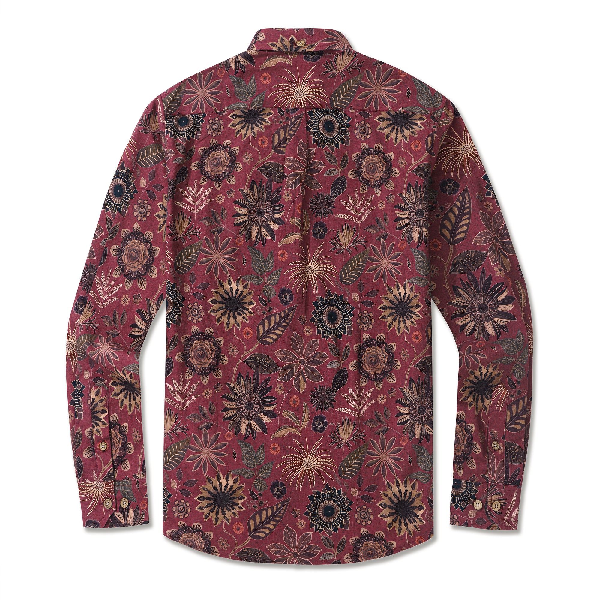 Chemise hawaïenne à manches longues pour hommes Night's Blooms 100 % coton chemise Aloha à boutons