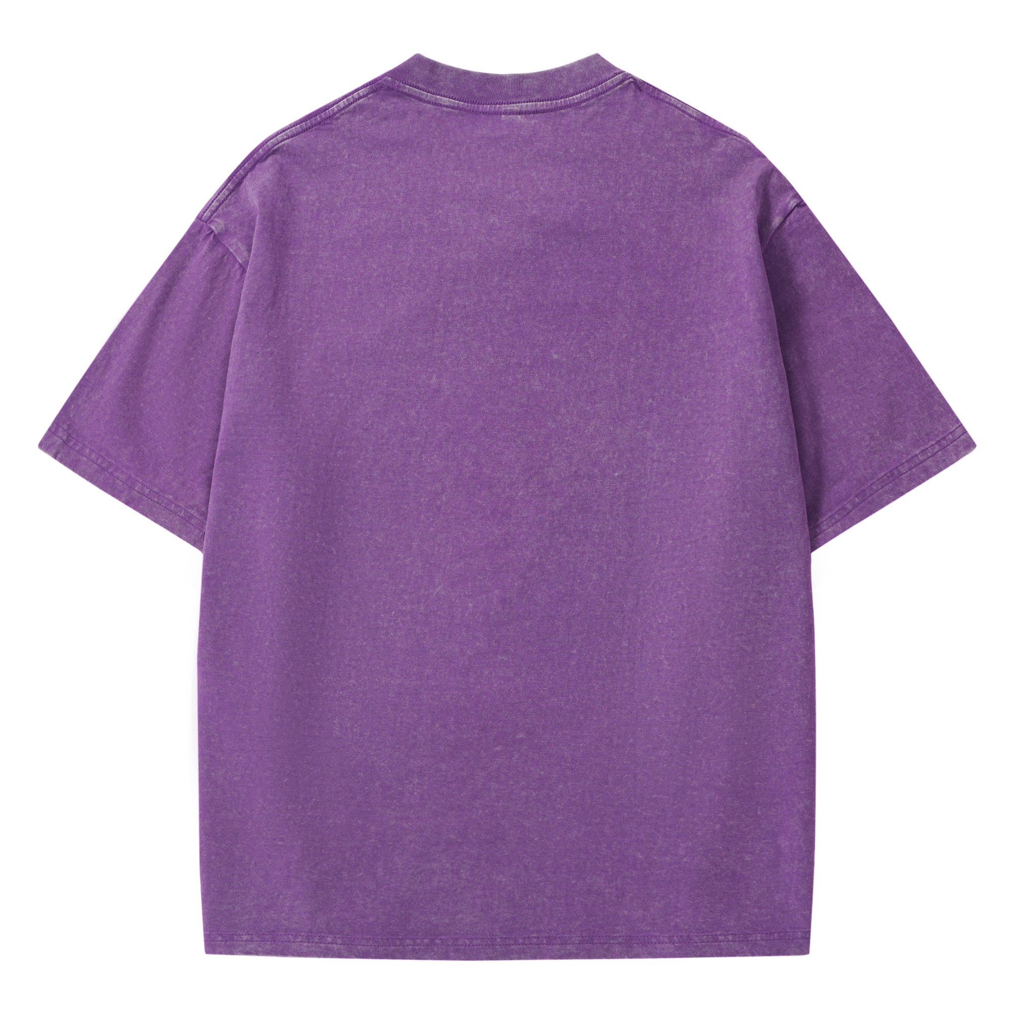 T-shirt hawaïen pour hommes col rond 100 % coton, t-shirt vintage lavé - Violet